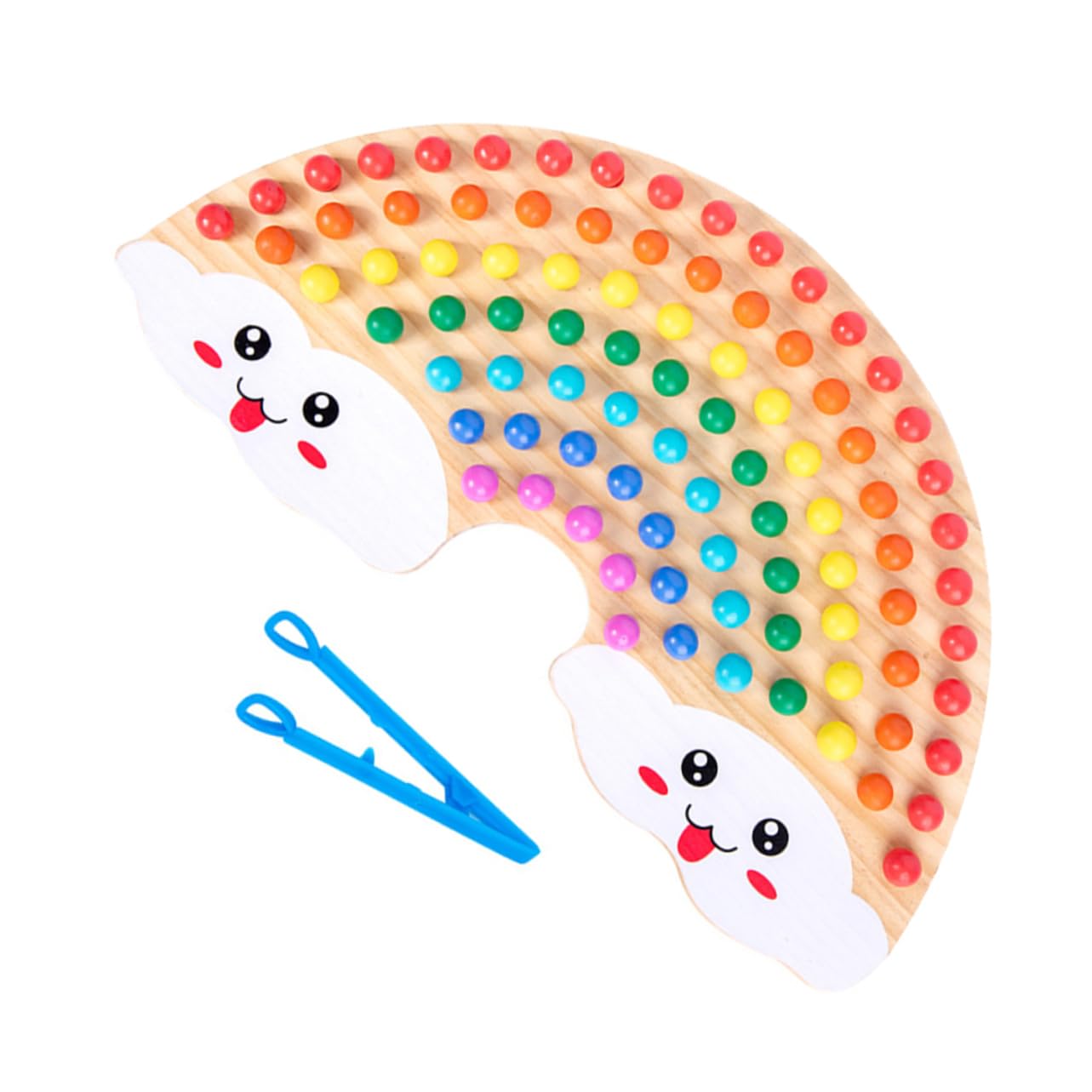 Rainbow Clip Beads Stem Educational Toys - Wooden Color Sorting Puzzle Board Game for Kids, Preschool Learning Toys for Girls & Boys | Perfect for Classroom, Homeschool & Montessori Activities