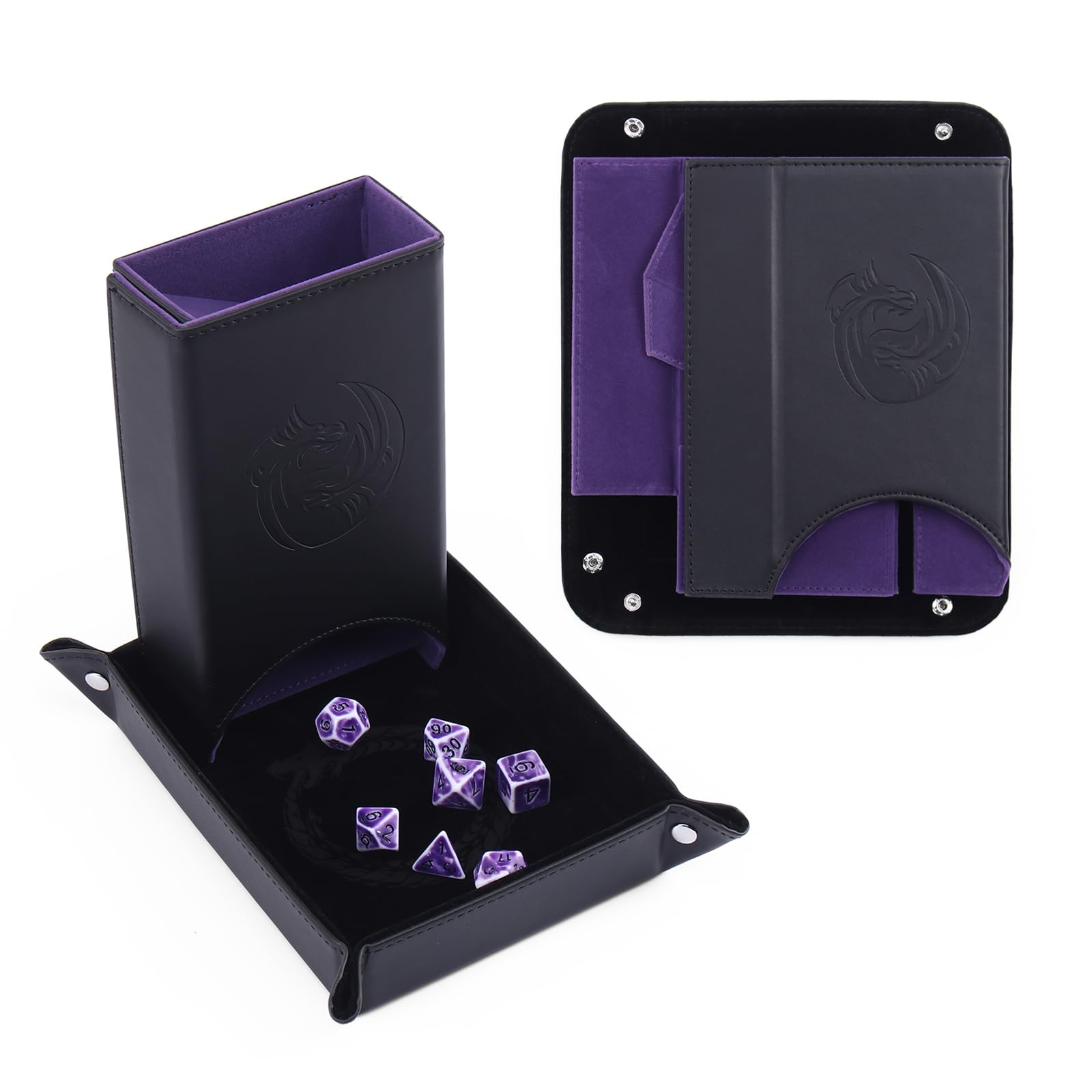 Premium DND Dice Tower & Tray Set with Felt Lined Rolling Surface - Foldable Auto Dice Roller for Dungeons & Dragons, Pathfinder RPG - Perfect for Tabletop Gaming Sessions & Board Game Nights
