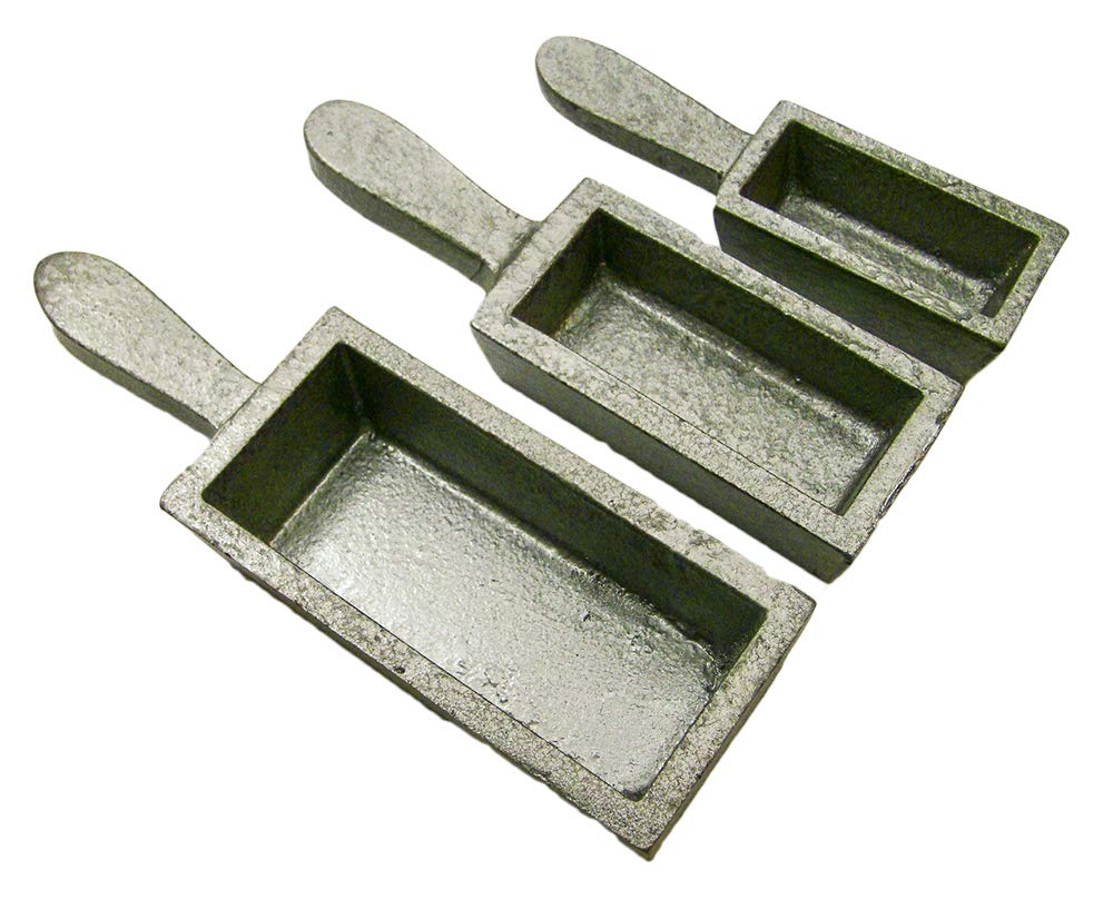 3-Piece Gold Bar Loaf Mold Set - 200oz, 80oz, 40oz Cast Iron Steel Molds for Melting & Smelting - Perfect for DIY Gold Casting, Jewelry Making & Precious Metal Crafting