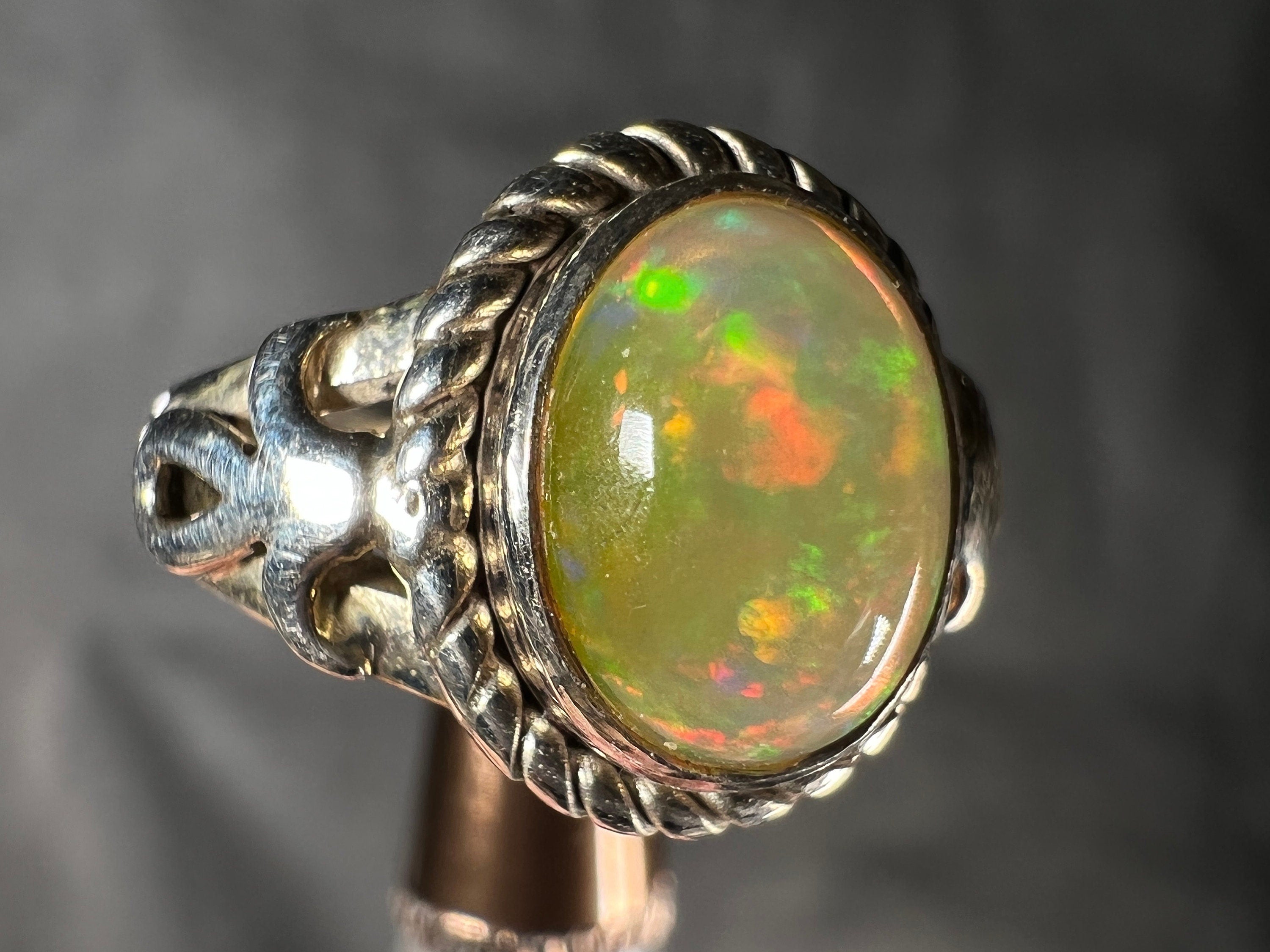Ethiopian Welo Opal Ring for Women - Sterling Silver Size 5.5, Bridal Jewelry & Engagement Ring - Perfect for Weddings, Anniversaries & Special Occasions