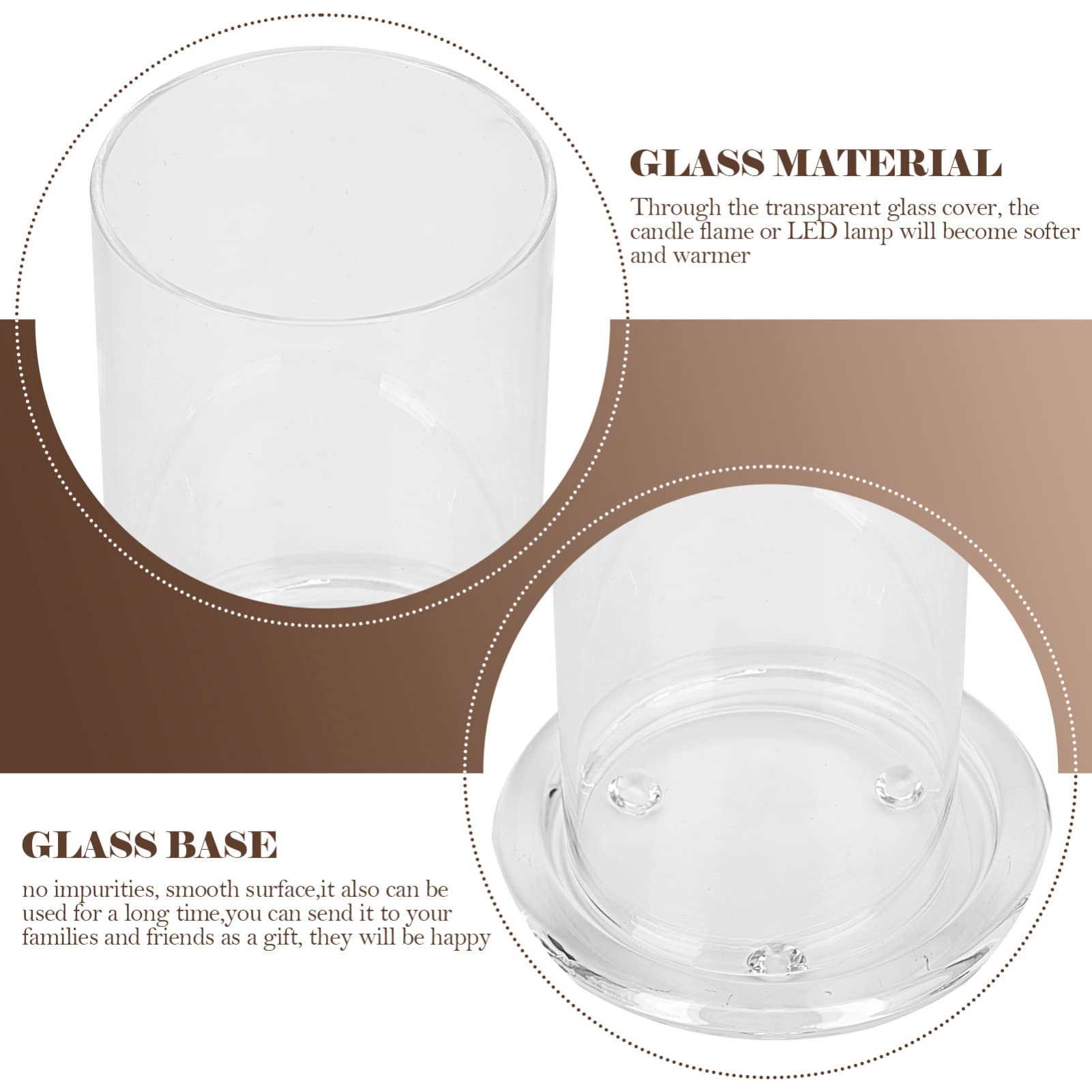 Cabilock Glass Bell Jar Dome Cloche - 1 Set Windproof Candle Holder, Open Ended Glass Lamp Shade & Desk Topper for Candles, Lip Gloss Display (Earth Tones) - Perfect for Home Decor, Wedding Centerpieces & Gift Packaging