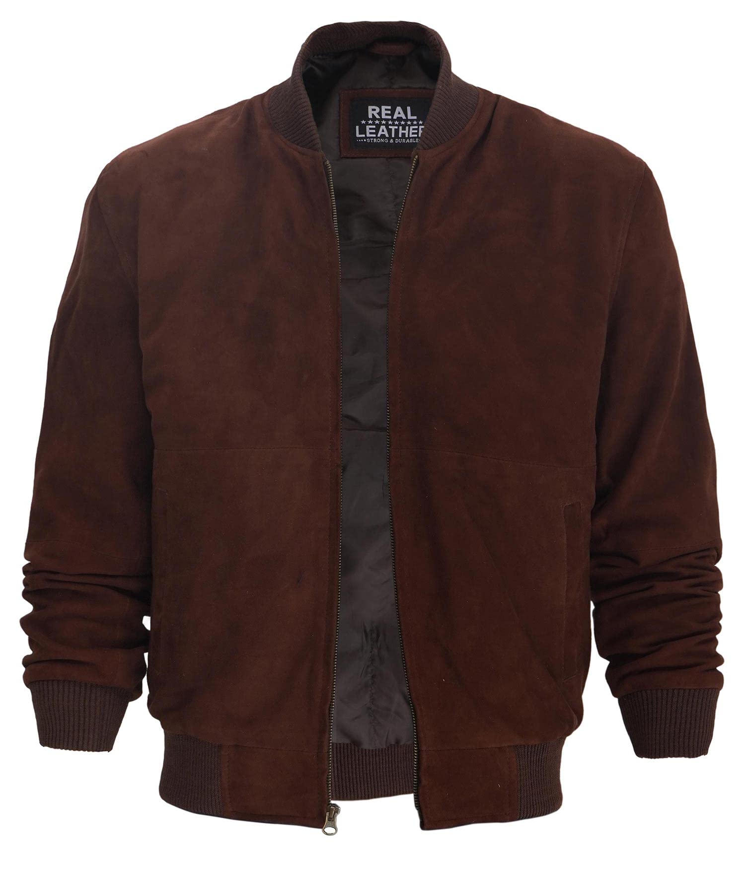 Genuine Suede Leather Bomber Jacket for Men - Classic Baseball Style Jacket | Winter Outerwear & Casual Fashion Wear