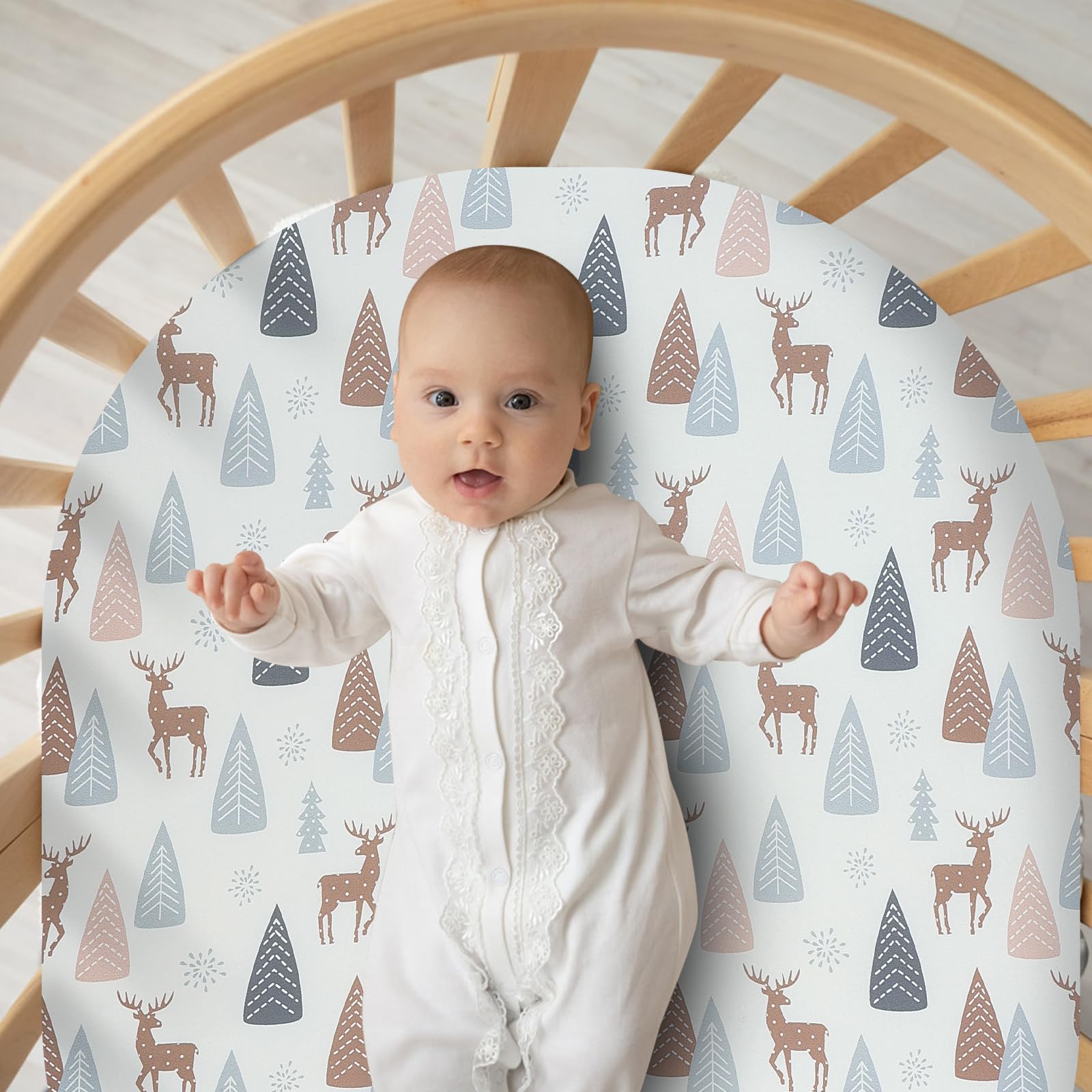 2-Piece Stretchy Bassinet Bed Sheet Set - Soft & Comfortable Fits Rectangle, Oval, Halo, Hourglass Mattresses | Perfect for Nursery, Baby Shower Gifts & Newborn Sleep Comfort