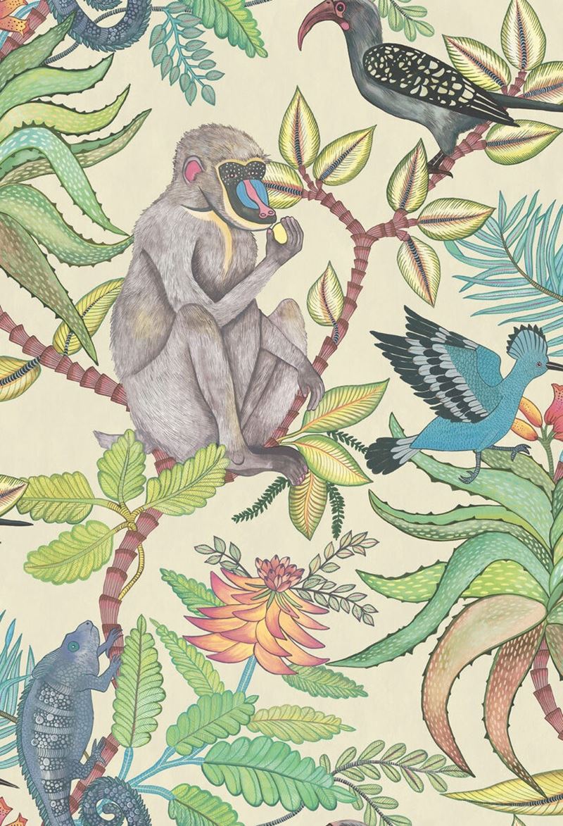 Cole and Son Savuti Cream Multi Wallpaper - Premium Designer Wallpaper for Living Room, Bedroom, and Dining Room Decor