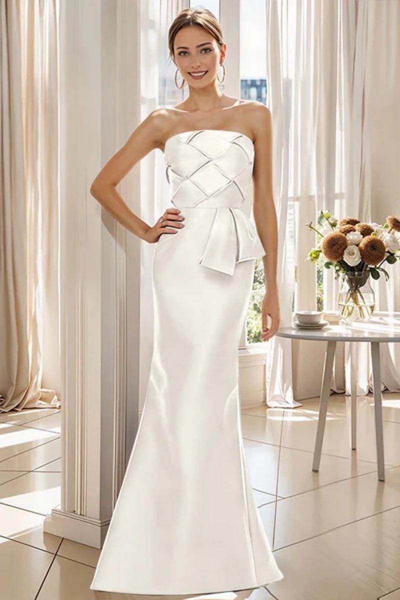 Elegant Mermaid Strapless Sleeveless Floor Length Mother of the Bride Dress CM0371 - Perfect for Weddings, Proms & Formal Evening Events