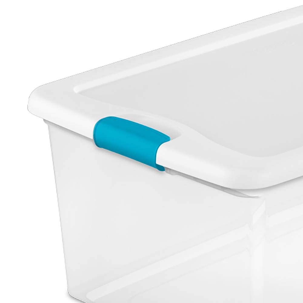 Sterilite 106 Quart & 66 Quart Clear Storage Totes with Latching Lids - 4 Pack & 6 Pack Set - Heavy Duty Plastic Bins for Home Organization, Garage Storage, and Moving Supplies