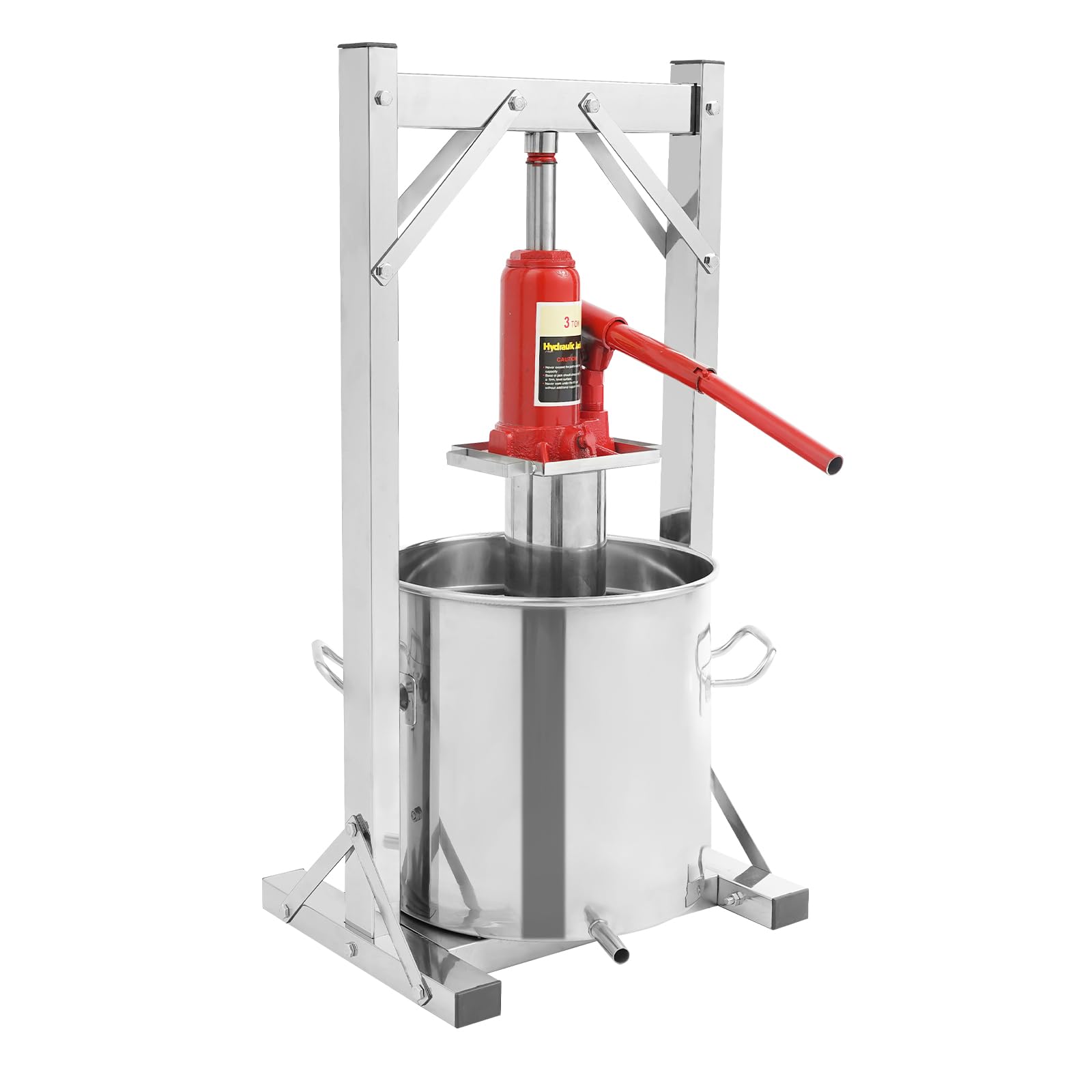 3.2 Gallon Hydraulic Fruit Wine Press - Stainless Steel Cider & Grape Juice Maker with Hydraulic Jack - Perfect for Home Brewing, Apple Cider Making & Winemaking
