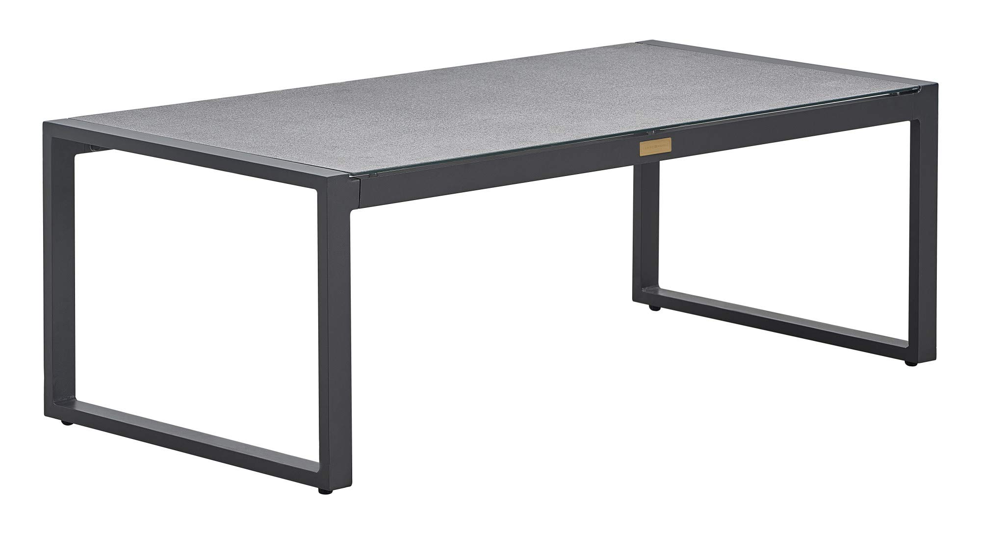 Tommy Hilfiger Hampton Modern White Mesh Outdoor Patio Furniture Set with Gunmetal Frame & Coffee Table - Gray - Perfect for Backyard, Garden, and Poolside Relaxation