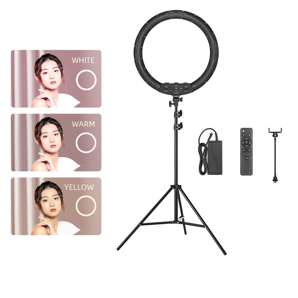 AMBITFUL RL-480 18-inch Ring Light with Stand - 60W 3000K-6000K Adjustable LED Light with 480 Beads, 180cm Tripod & Carrying Bag - Perfect for Live Streaming, YouTube Videos, TikTok, Photography (2 Pack)