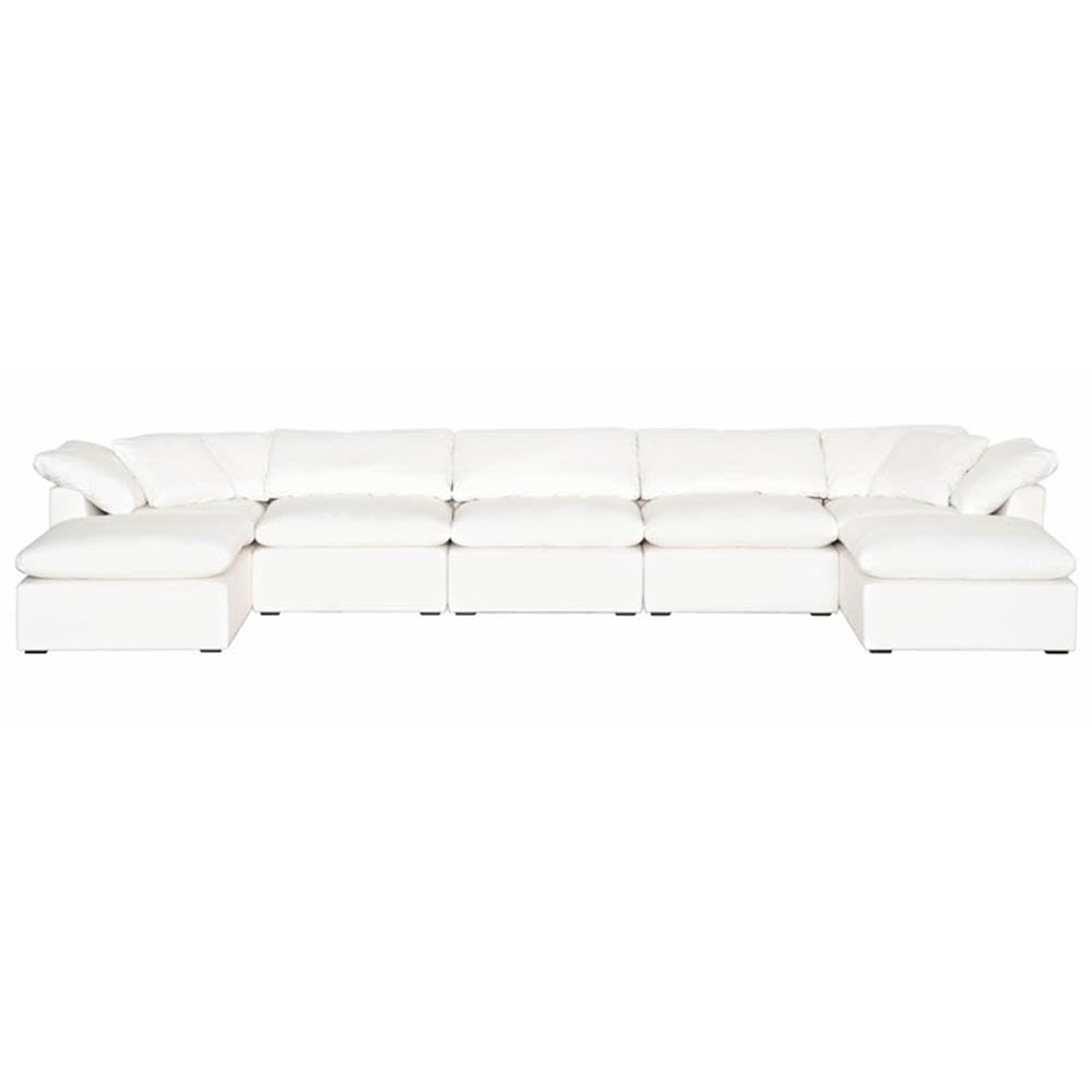 Star International White Fabric Modular Ottoman with Stitch & Hand Sky Design - Perfect for Living Room, Bedroom, or Home Office Seating & Storage