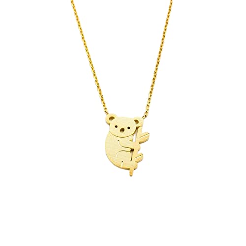 Koala Bear Necklace - Sterling Silver Koala Pendant Jewelry with 18K Gold Plating | Cute Animal Charm Gift for Women, Girls | Perfect for Birthday, Anniversary, Christmas & Everyday Wear