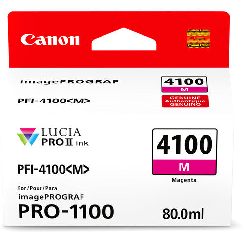 Canon PFI 4100 Magenta Pigment Ink Tank (80mL) - Compatible with Canon MAXIFY Printers - Ideal for Home Office & Small Business Printing