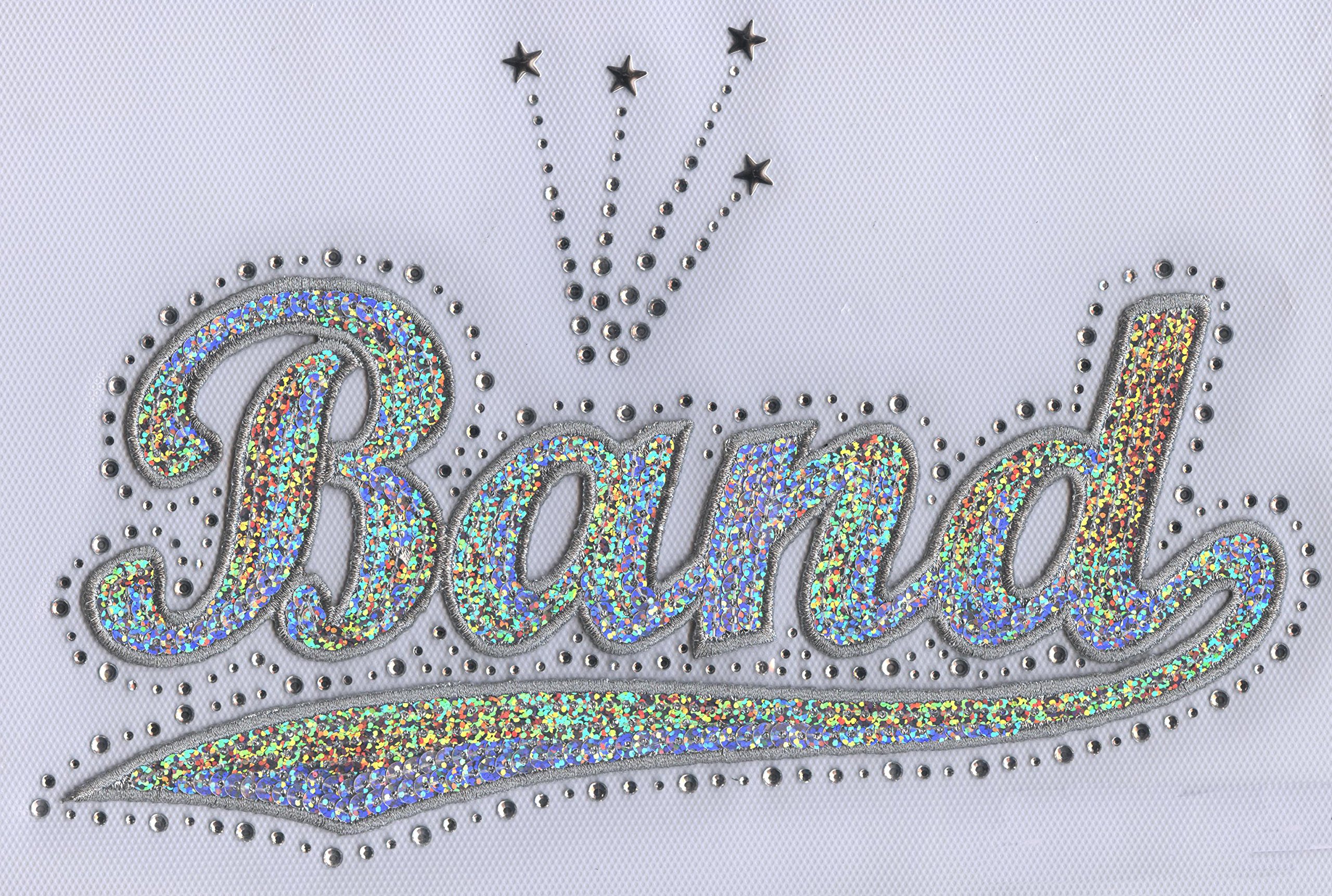 Silver Sequin & Rhinestone Iron-On Transfer Band Word - DIY Custom Apparel Decoration for T-Shirts, Hats, Bags & More