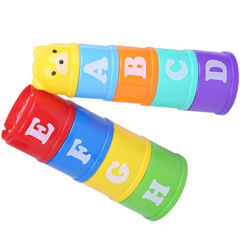 POPETPOP 9pcs Bird Stacking Cup Toys - Interactive Parrot Training & Chewing Toys for Parakeets, Cockatiels | Educational Cage Enrichment for Mental Stimulation & Playtime Fun