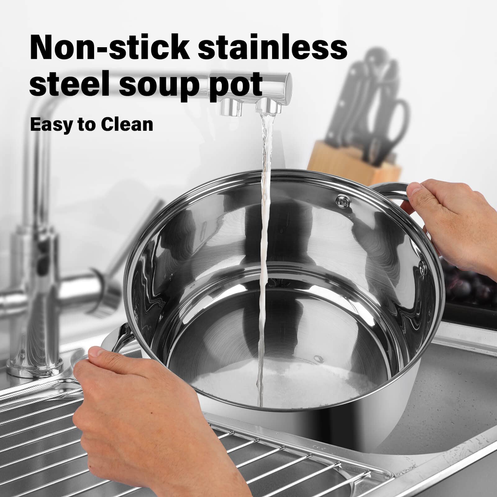 10 Quart Stainless Steel Stock Pot with Lid - Induction Compatible Soup & Cooking Pot for Home Kitchen, Restaurant & Meal Prep