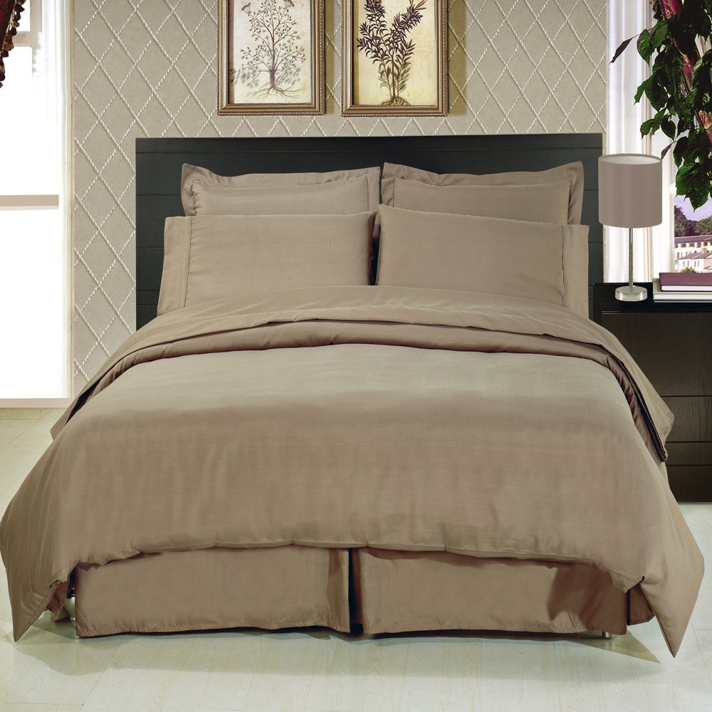 Premium 8-Piece Taupe Bedding Set - Full Size Ultra Soft Microfiber Sheets, Duvet Cover & Pillowcases - Breathable & Wrinkle-Resistant for Cozy Bedroom Decor & Guest Room Essentials