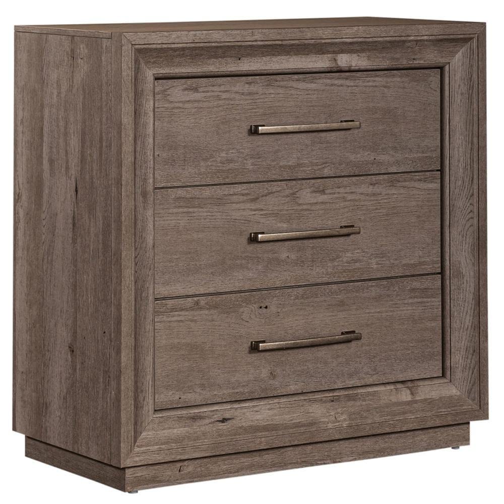 Liberty Furniture Horizons Medium Gray Bedside Chest with USB Charging Station - Nightstand with Storage Drawers for Bedroom, Living Room, or Guest Room