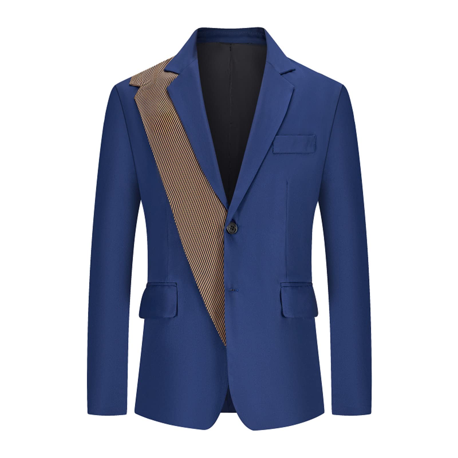 Men's Stylish Notched Lapel Slim Fit Blazer Jacket - Lightweight 2-Button Patchwork Casual Coat for Business, Weddings & Office Wear | Perfect for Formal Events & Smart Casual Outfits
