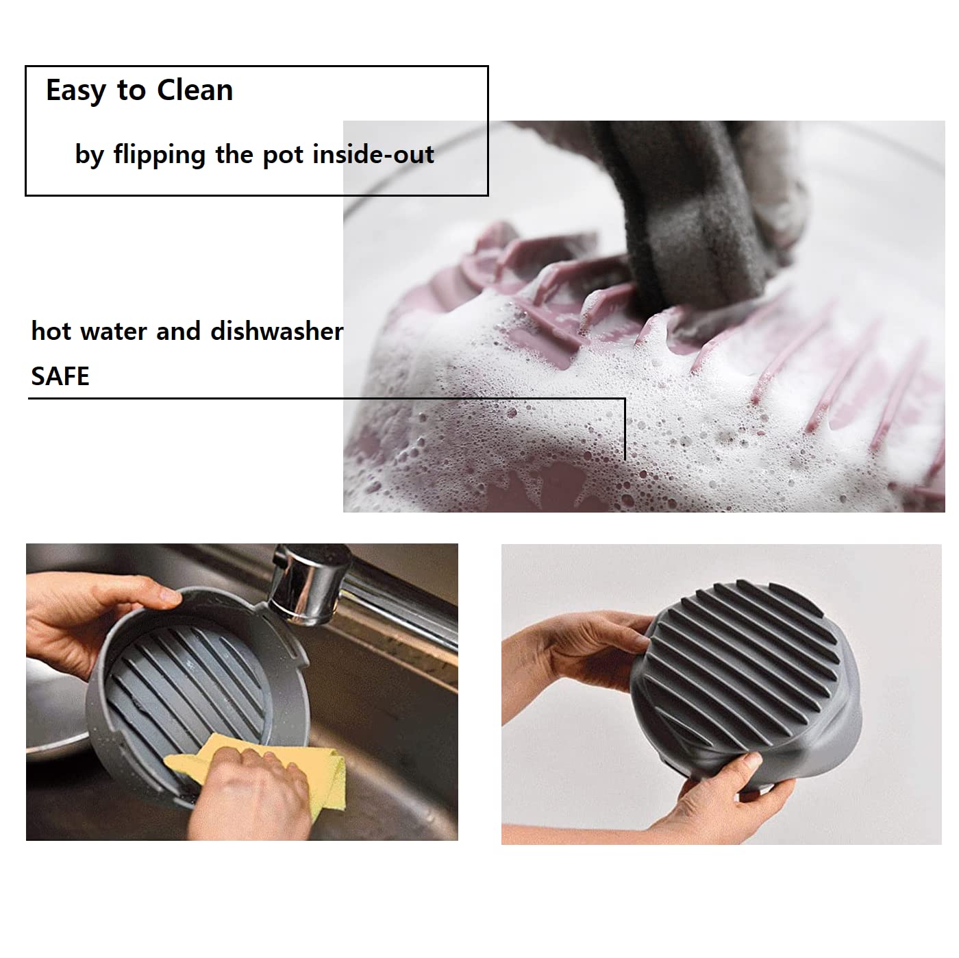 Premium Air Fryer Silicone Pot & Basket Set - 6.3 Inch Food Safe Non-Stick Accessories for Philips, Ninja, Cosori - Easy Clean Replacement for Parchment Liners (Pink) - Perfect for Roasting, Baking & Frying Vegetables, Chicken Wings & Snacks