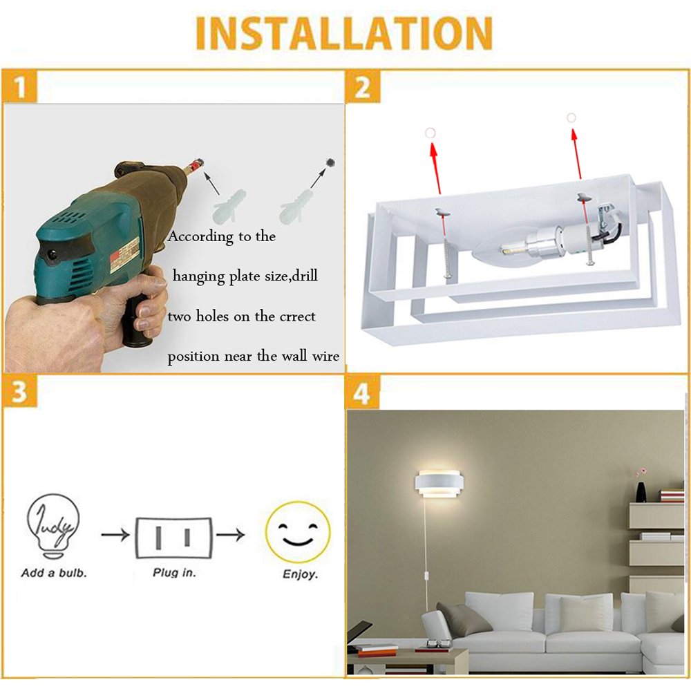 Modern LED Plug-in Wall Sconce Light with On/Off Switch - Up Down Lighting for Living Room, Hallway & Bedroom - Warm White (E26 Base, Bulb Not Included) | Perfect for Ambient Lighting & Home Decor