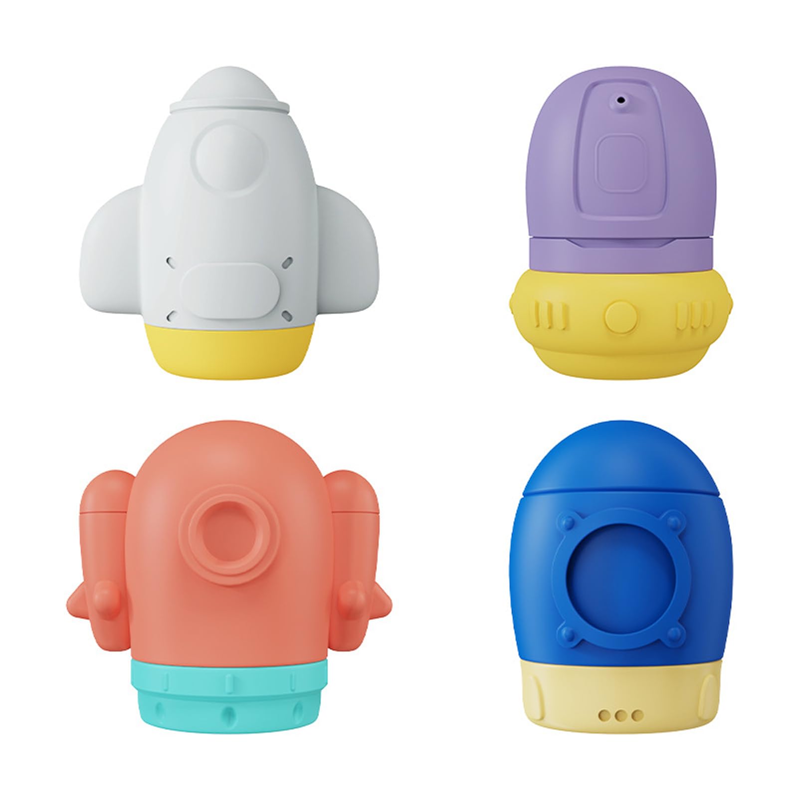 4 Pack Baby Bath Toys - Squeezable Water Spray Toys, Safe & Mold-Free Soft Silicone Bathtub Toys for Toddlers 6+ Months | Fun Learning & Sensory Play for Infant Bath Time, Pool & Water Play