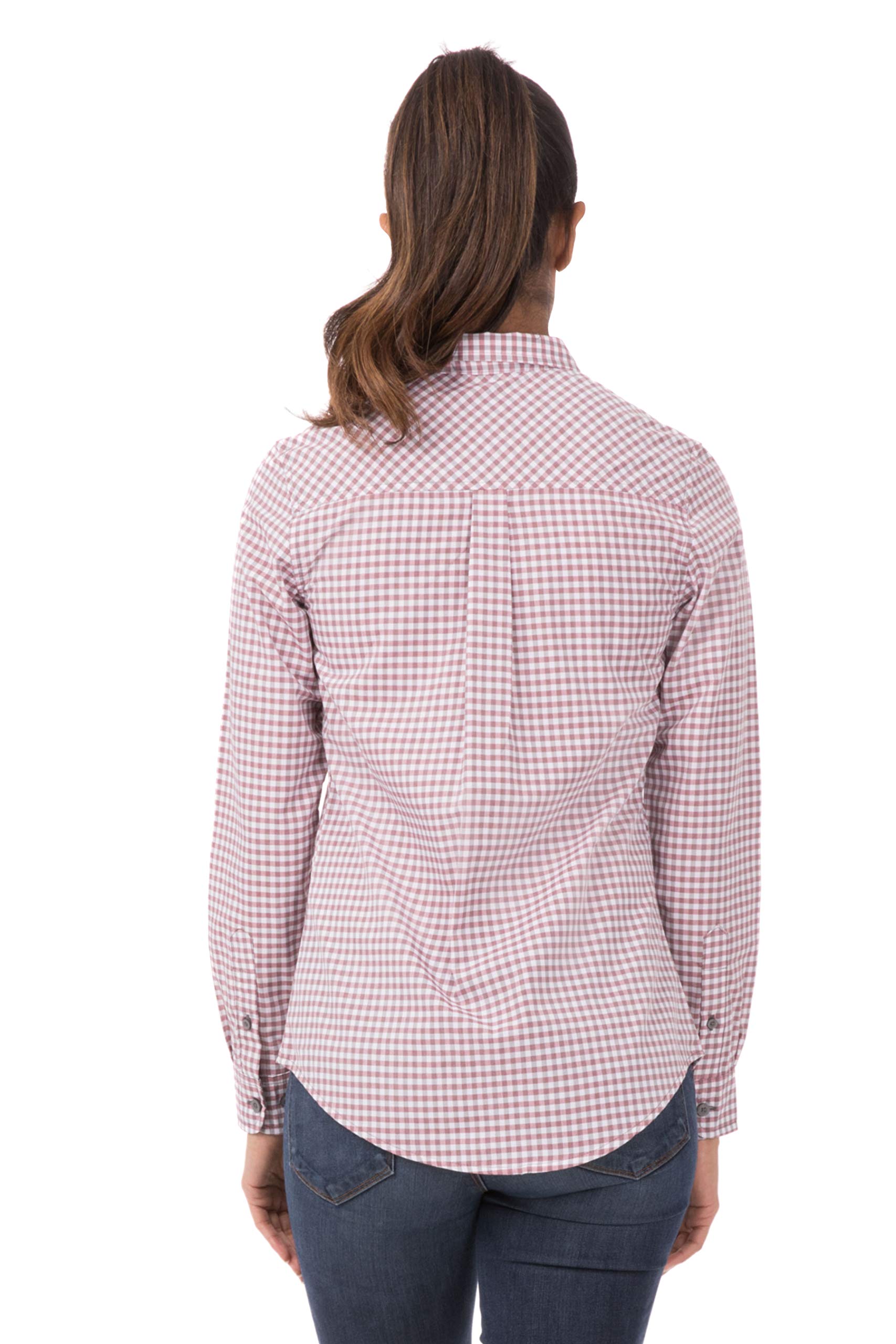 Chef Works Women's Custom Embroidered Modern Gingham Long Sleeve Dress Shirt - Professional Kitchen Uniform & Stylish Office Wear