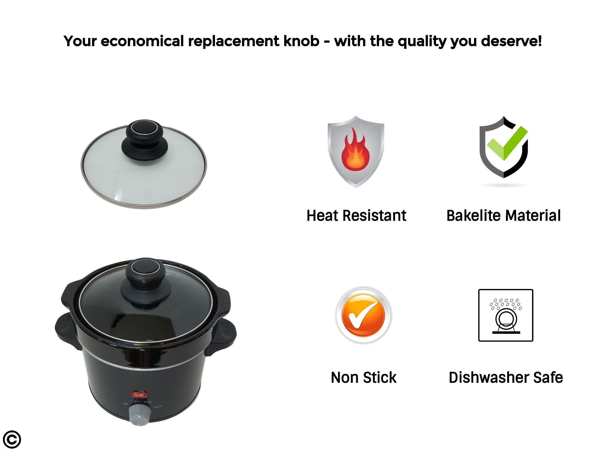 Heat Resistant Bakelite Cookware Replacement Lid Knob - Universal Kitchen Pot Lid Handle with Silver Lining (4-Pack) - Perfect for Stovetop Cooking, Pressure Cookers & Dutch Ovens