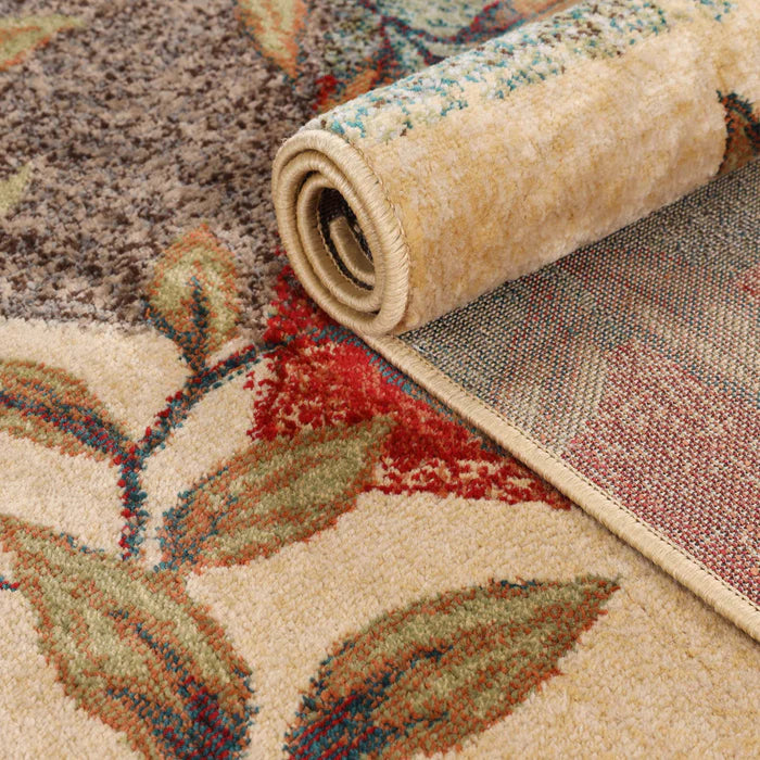 Zedler Patchwork Rustic Leaves Indoor Runner Rug - Non-Slip Bohemian Style Entryway Carpet for Living Room, Bedroom & Hallway Decor