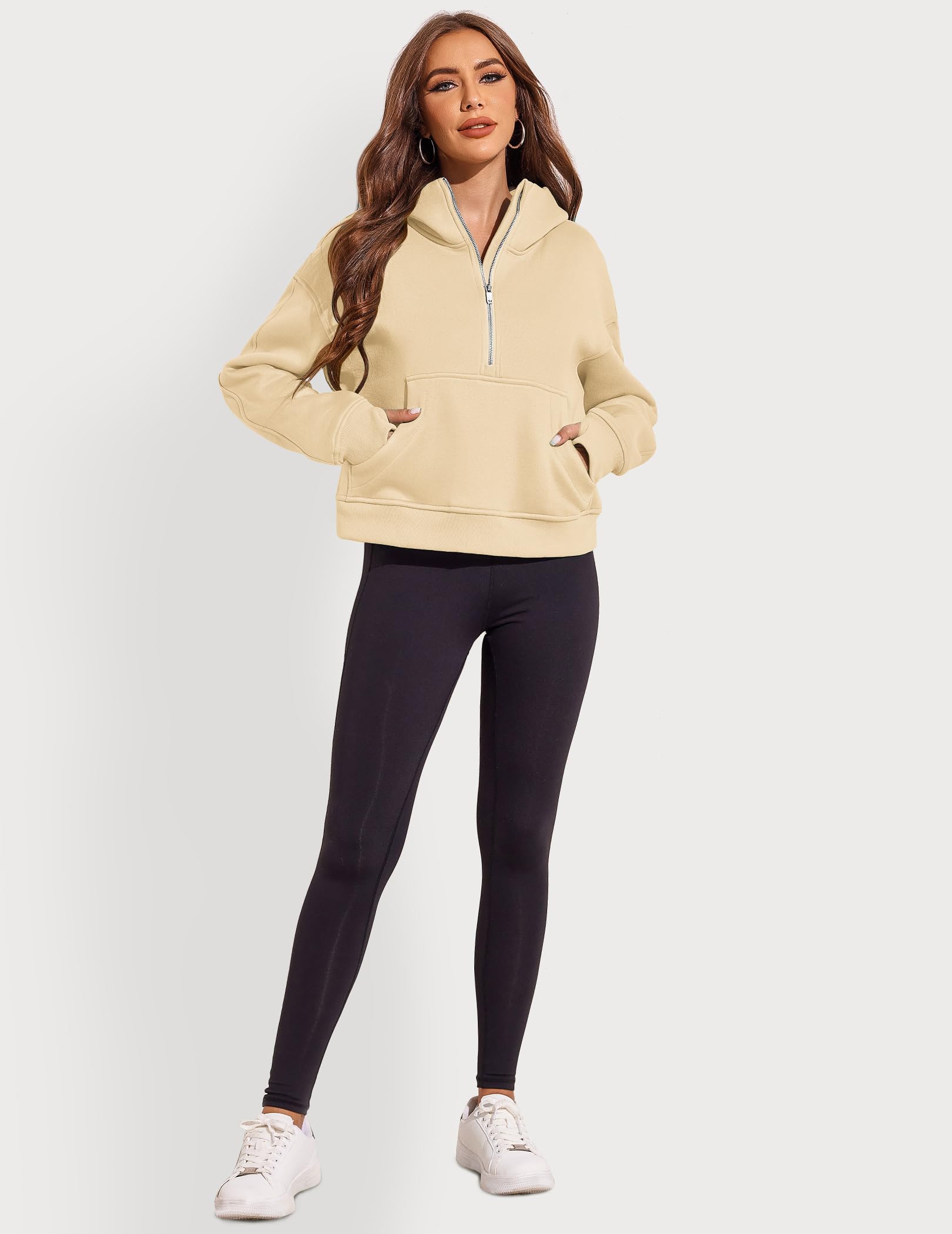 Zeagoo Women's Plus Size Cropped Hoodie - Long Sleeve Zip Up Sweatshirt for Athletic Wear | Trendy 2024 Dark Grey Pullover | Perfect for Gym, Yoga & Casual Outfits (Large)