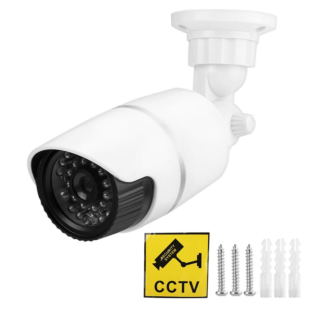 Fake Security Camera with Flashing Red LED - Indoor/Outdoor Dummy CCTV Dome Surveillance Camera - Deter Burglars for Home, Office, Warehouse & Retail Store Security