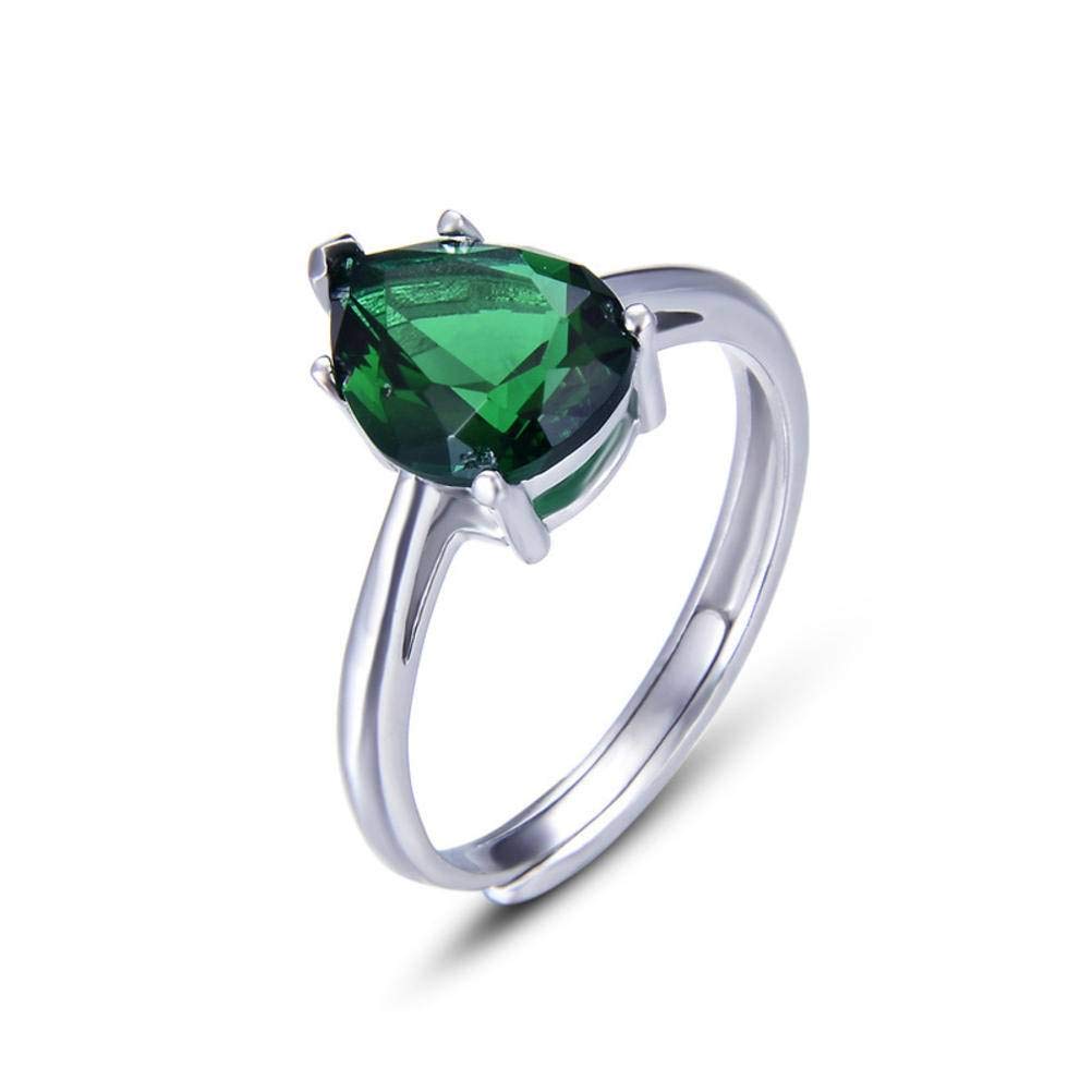 Vertice Adjustable Sterling Silver S925 Green Crystal Rings for Women - Elegant Korean Style Gift Jewelry for Birthday, Anniversary & Special Occasions
