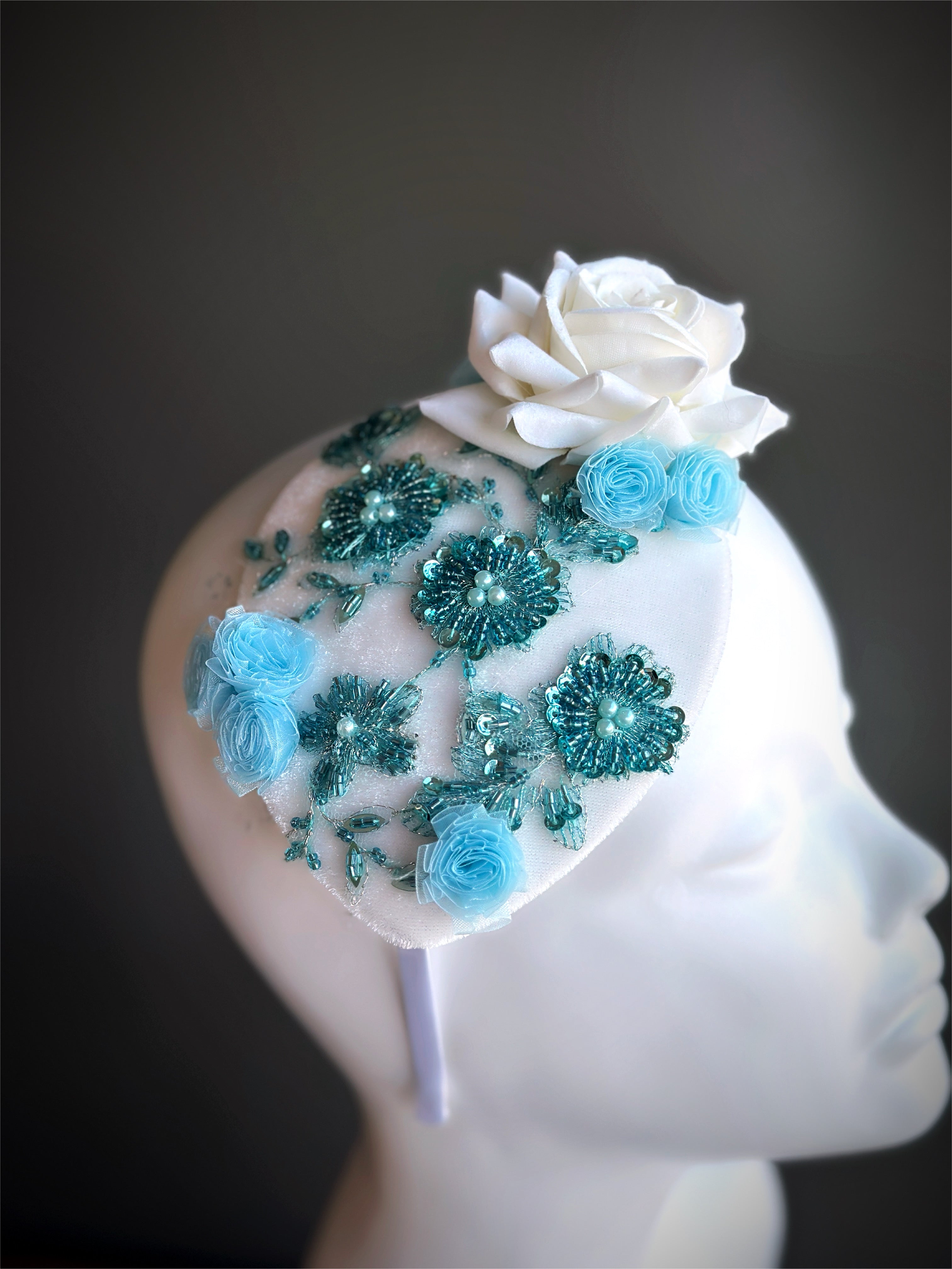 Frost Bloom Fascinator - Elegant Floral Hair Clip for Women | Perfect for Weddings, Parties & Special Occasions
