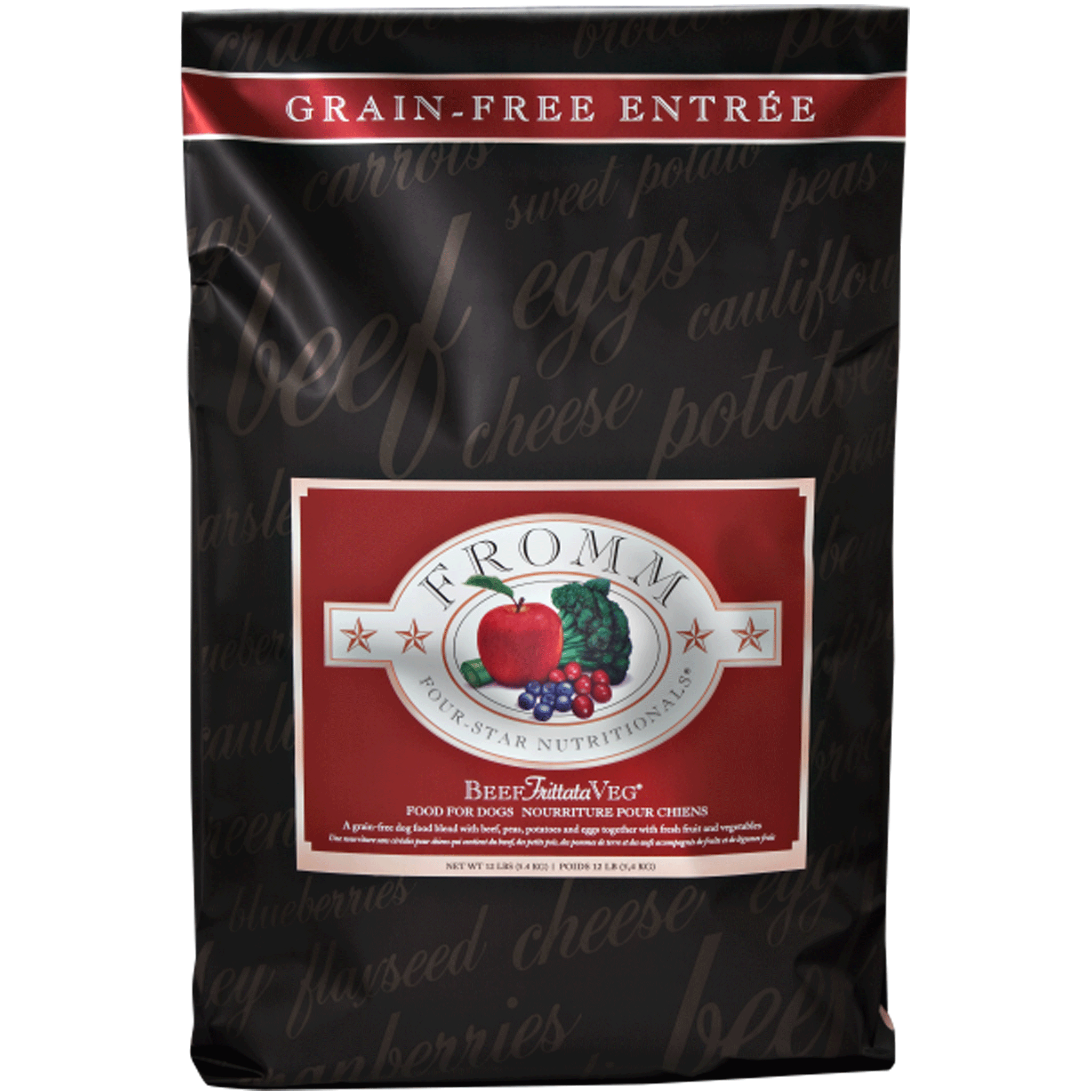 Fromm's Four Star Beef Frittata Dry Dog Food - Grain-Free Recipe for Adult Dogs - High Protein Kibble for Active Pets - Perfect for Training Treats & Mealtime