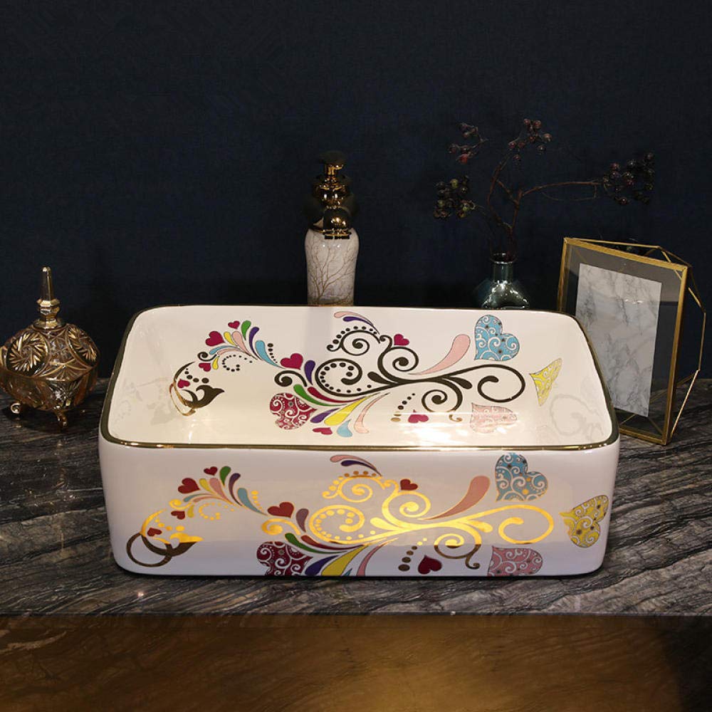 Handmade Ceramic Vessel Sink - SHAWLA Rectangular Countertop Bathroom Basin | Modern Artisan Bathroom Decor for Vanities & Powder Rooms