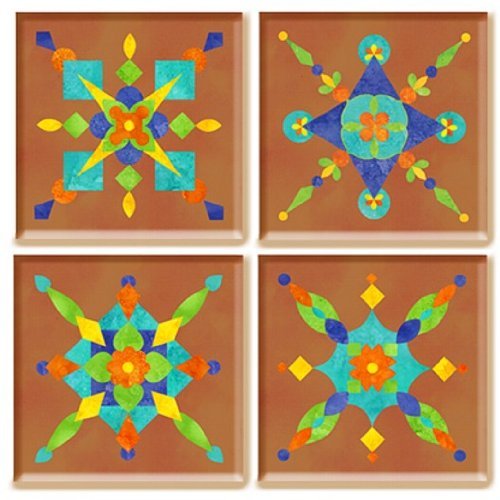 TS506 Fiesta 4-Piece Peel and Stick Tile Décor - Self-Adhesive Vinyl Wall Stickers for Kitchen Backsplash, Bathroom, and Home Decor