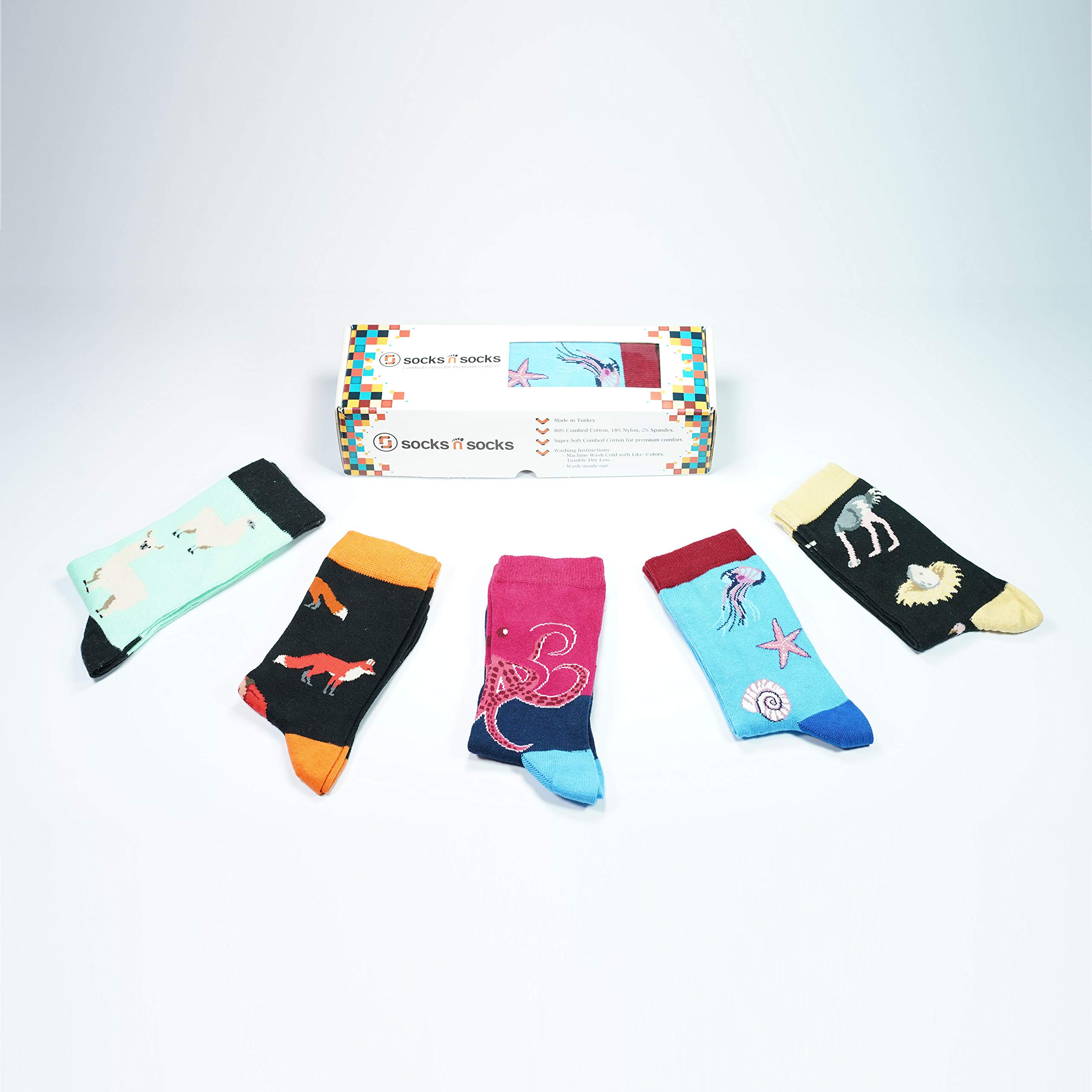 Women's Funny Novelty Crew Socks 5-Pack - Cute Crazy Socks Gift Box for Girls | Perfect for Gifts, Costumes & Everyday Wear