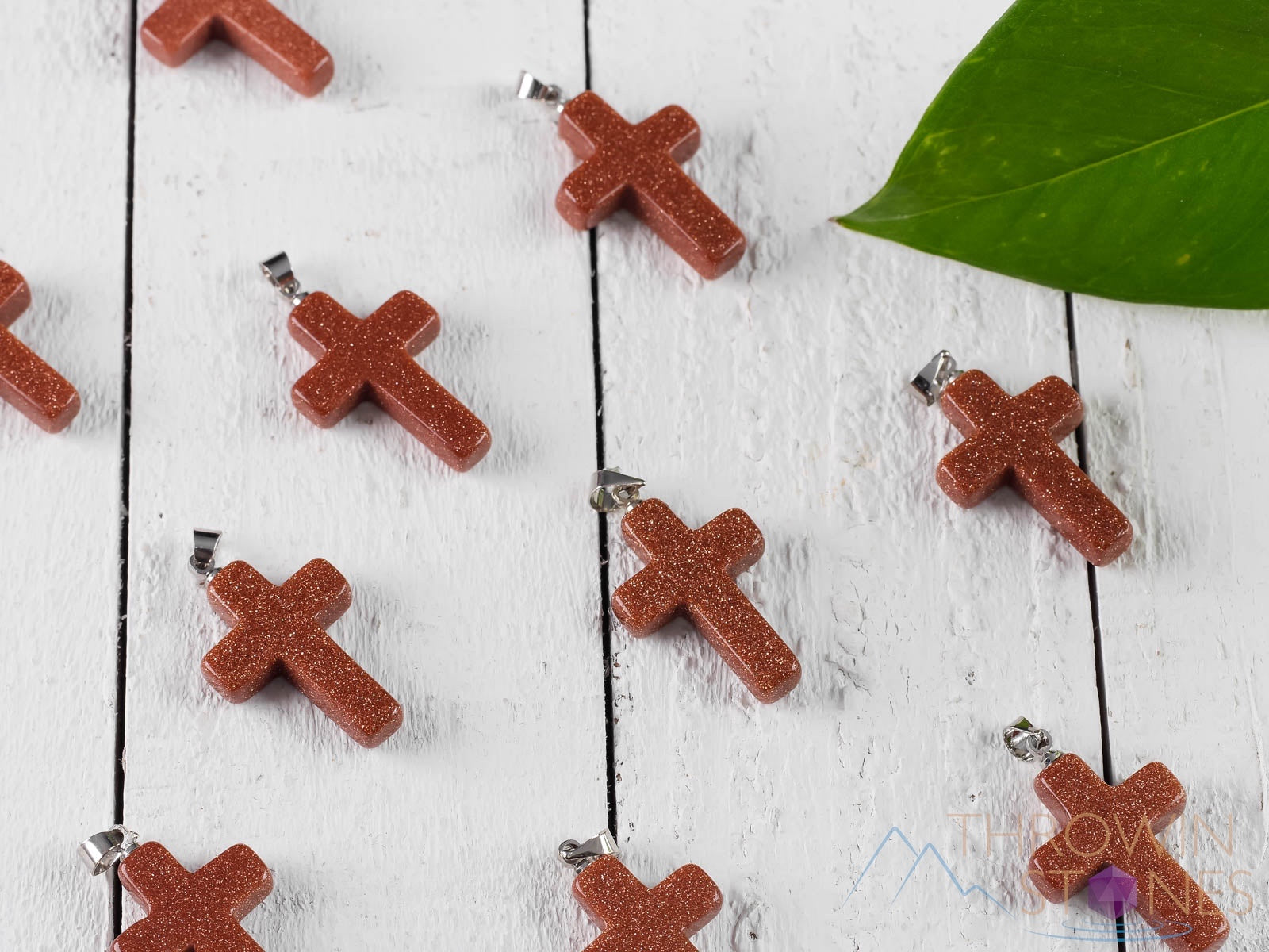 GOLDSTONE Crystal Cross Pendant - Handmade Healing Jewelry with Natural Stones | Spiritual Gift, Meditation & Energy Balancing Accessory (E0744)