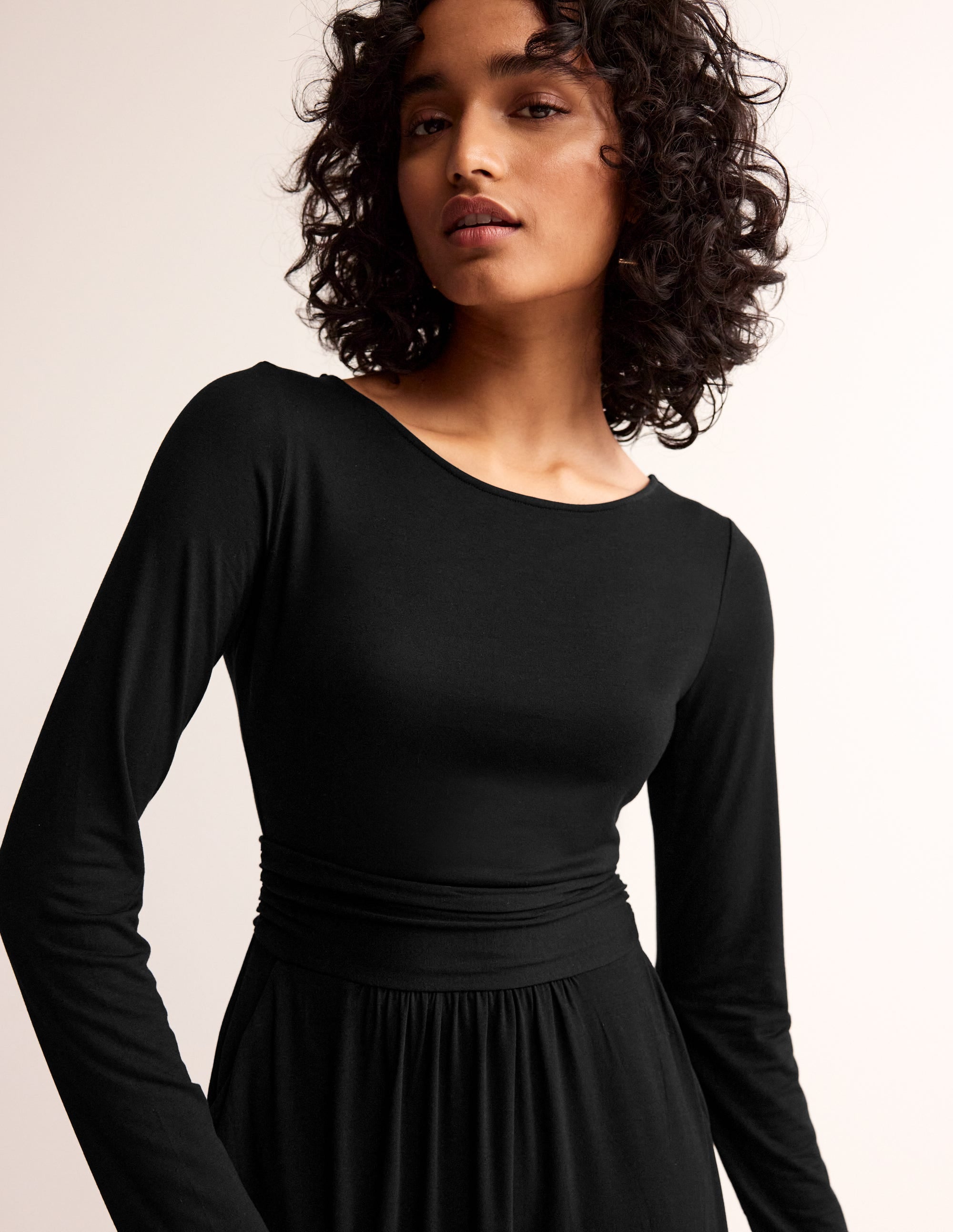 Amelie Women's Long Sleeve Casual Dress - Black | Elegant Fall & Winter Office Wear | Perfect for Work, Parties & Date Nights