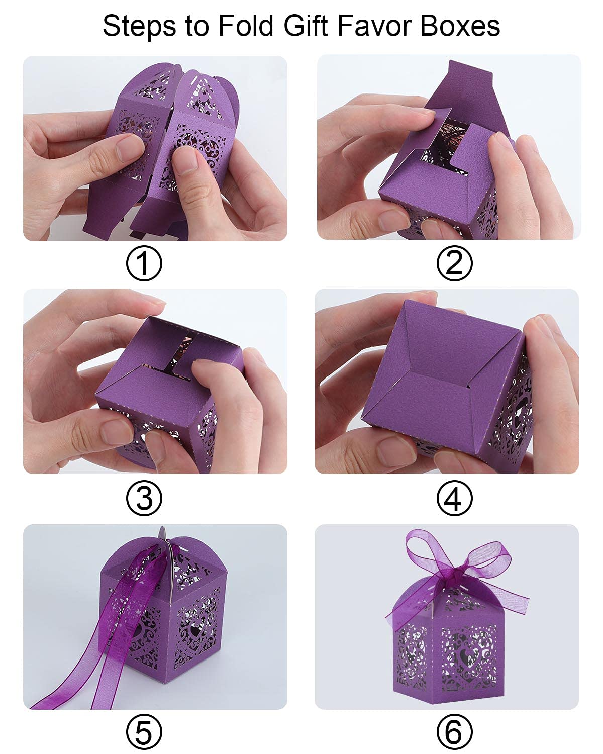 Kslong 50PCS Purple Party Favor Boxes - Elegant Wedding & Bridal Shower Gift Boxes, Adorable Candy Favor Boxes for Kids Birthday Party, Mini Baby Shower Favors for Guests | Perfect for Wedding Receptions, Birthday Celebrations, and Special Events