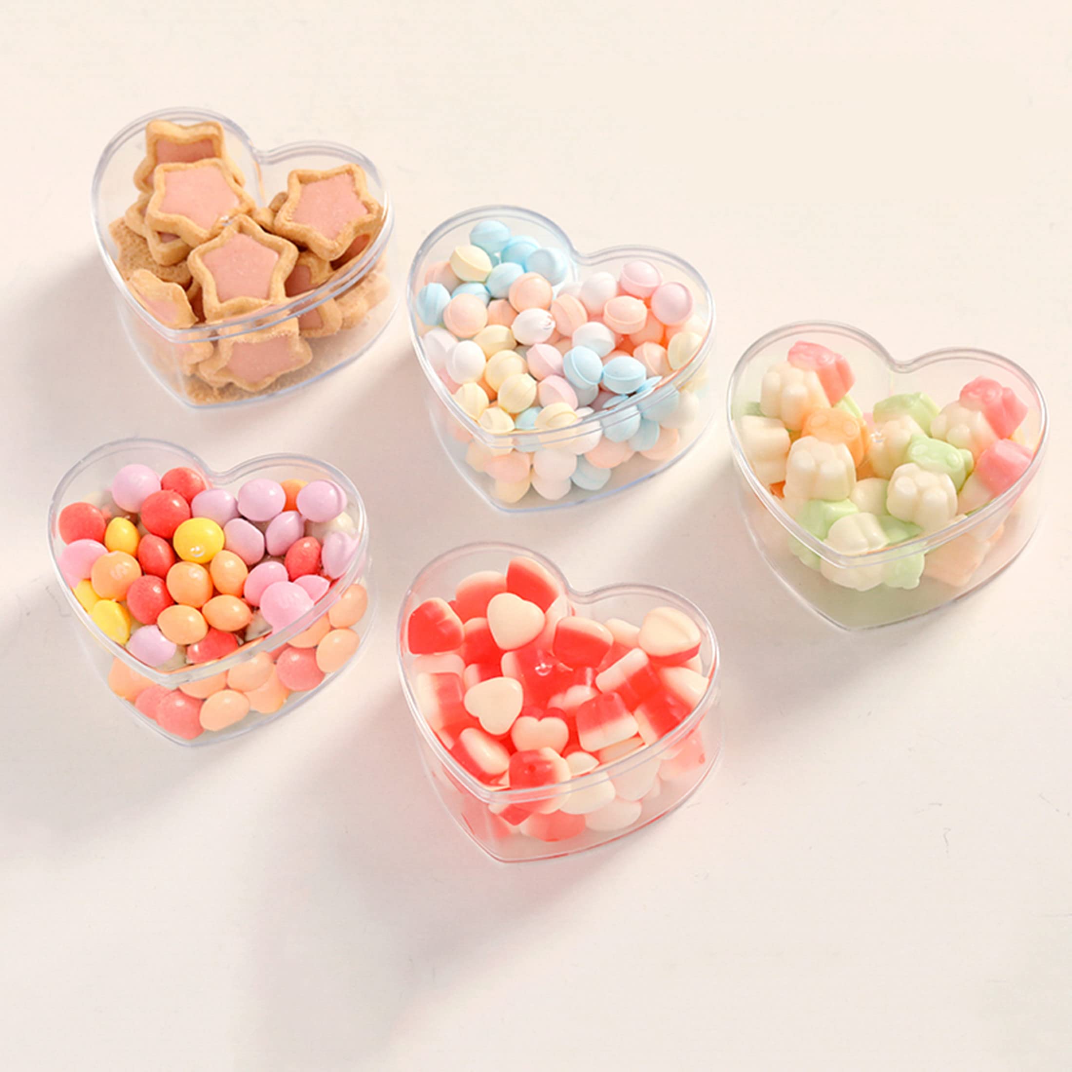8-Piece Clear Acrylic Heart-Shaped Candy Box Set - Wedding Bridesmaid Proposal Ring Holder, Jewelry Display Case with Lid - Perfect for Wedding Favors, Birthday Gifts & Party Decorations