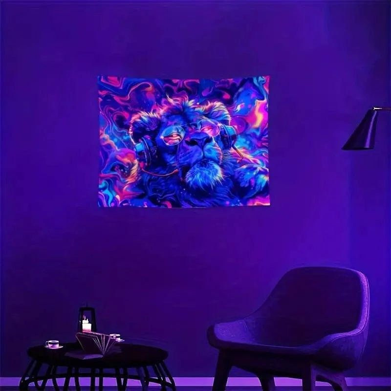 Fluorescent Dreamy Glow Tapestry UV Art Decor - Psychedelic Wall Hanging for Bedroom, Party & Blacklight Room Aesthetic