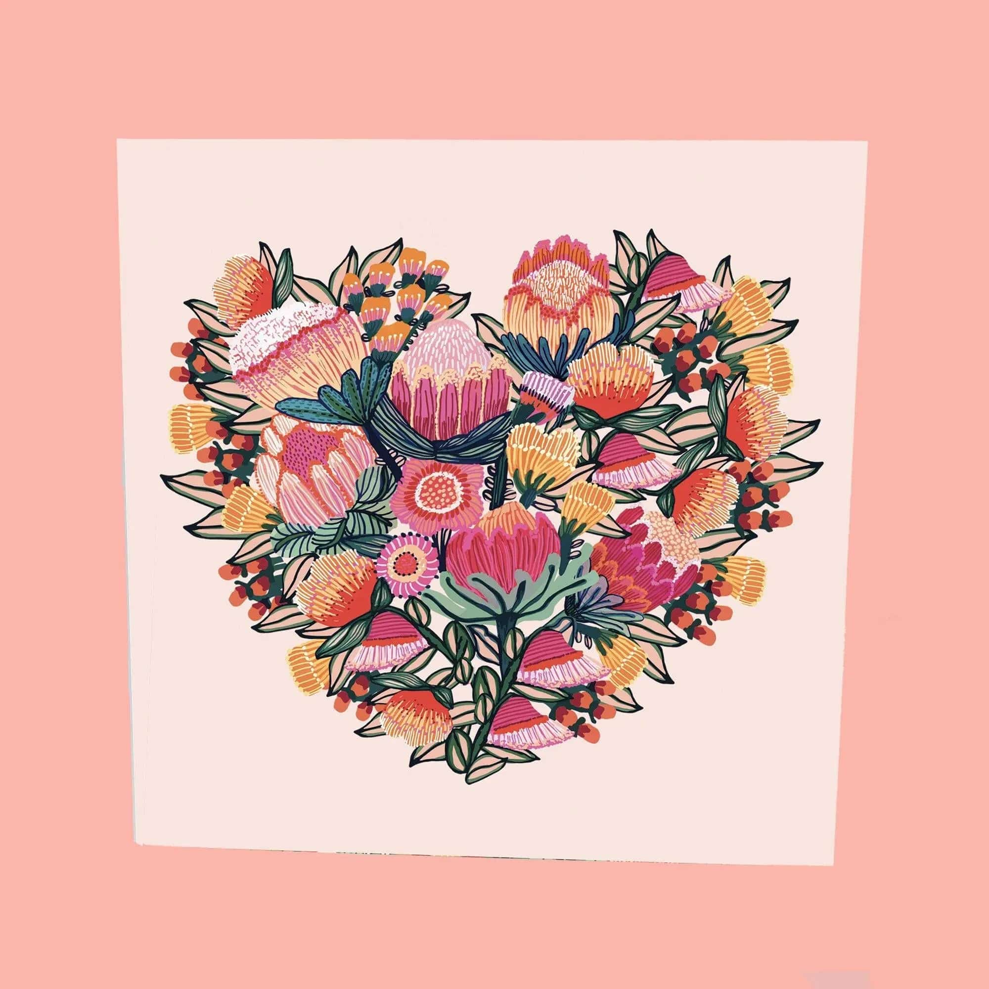 Floral Hearts Greeting Card Set - Handmade Botanical Art Cards for Birthdays, Anniversaries & Thank You Notes | Perfect for Weddings, Mother's Day & Romantic Occasions