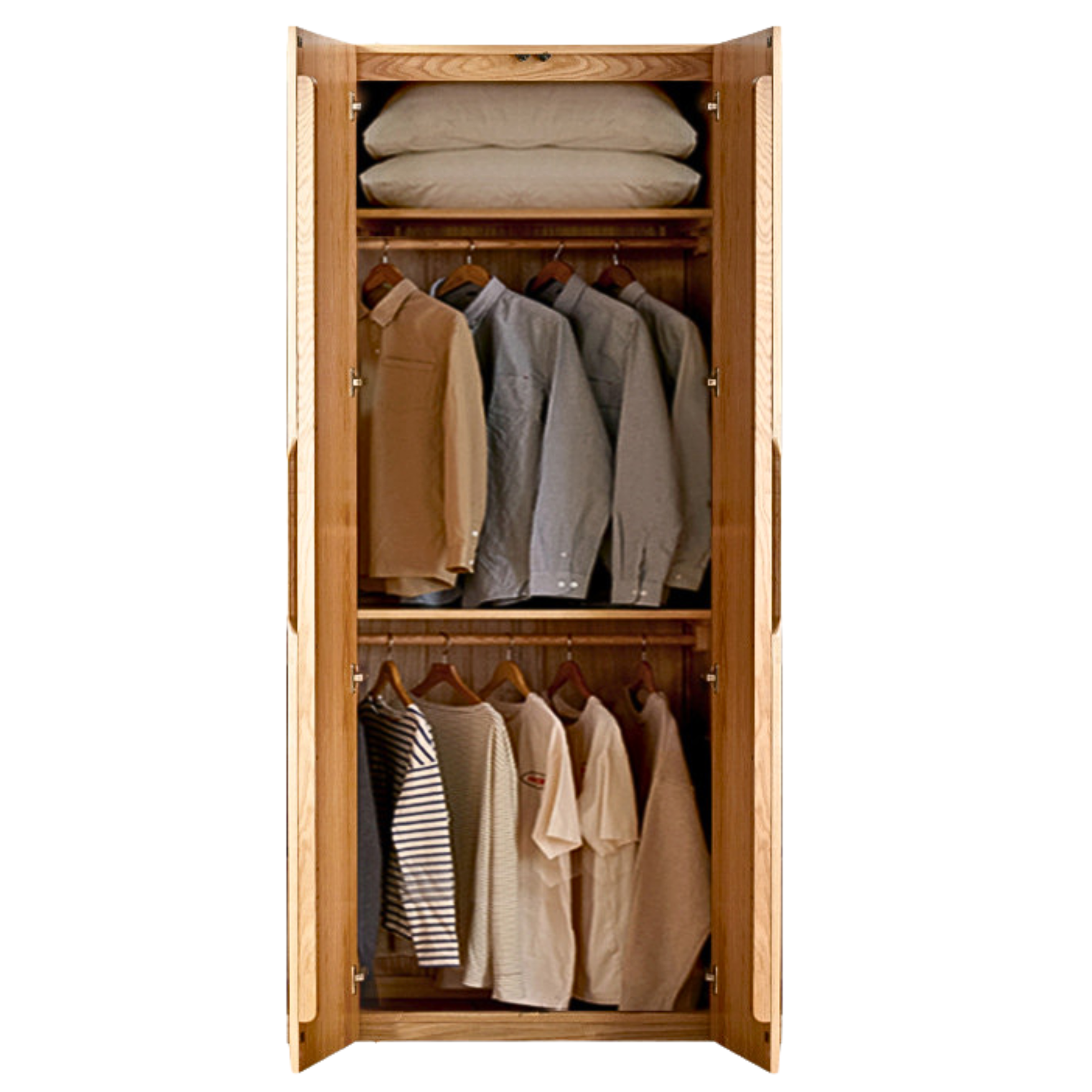Solid Oak Wood Wardrobe - Premium Quality, Spacious Storage for Bedroom, Closet & Home Organization