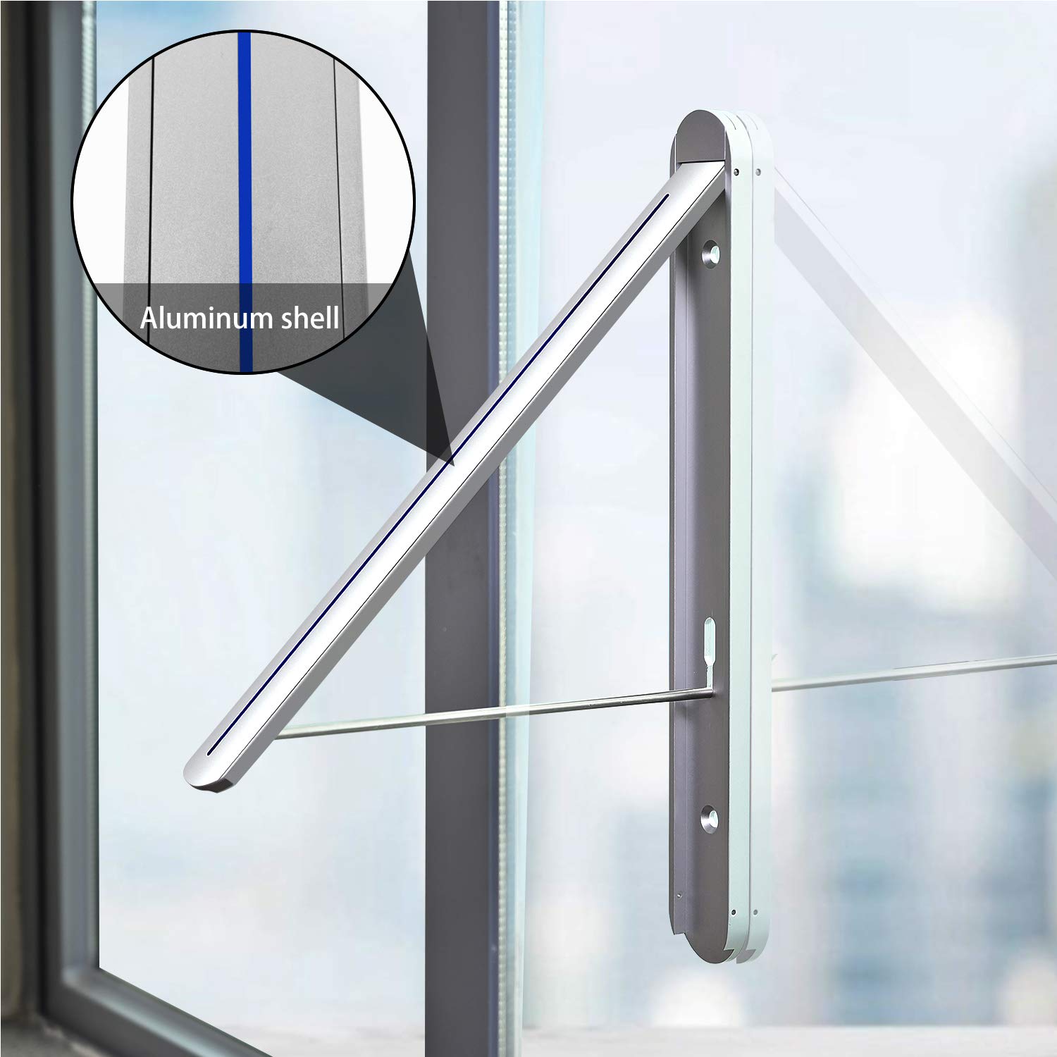 Wall Mounted Retractable Clothes Drying Rack - Foldable Aluminum Laundry Hanger for Indoor & Outdoor Use - Perfect for Bathroom, Garage, and Laundry Room Organization (1 Pack)