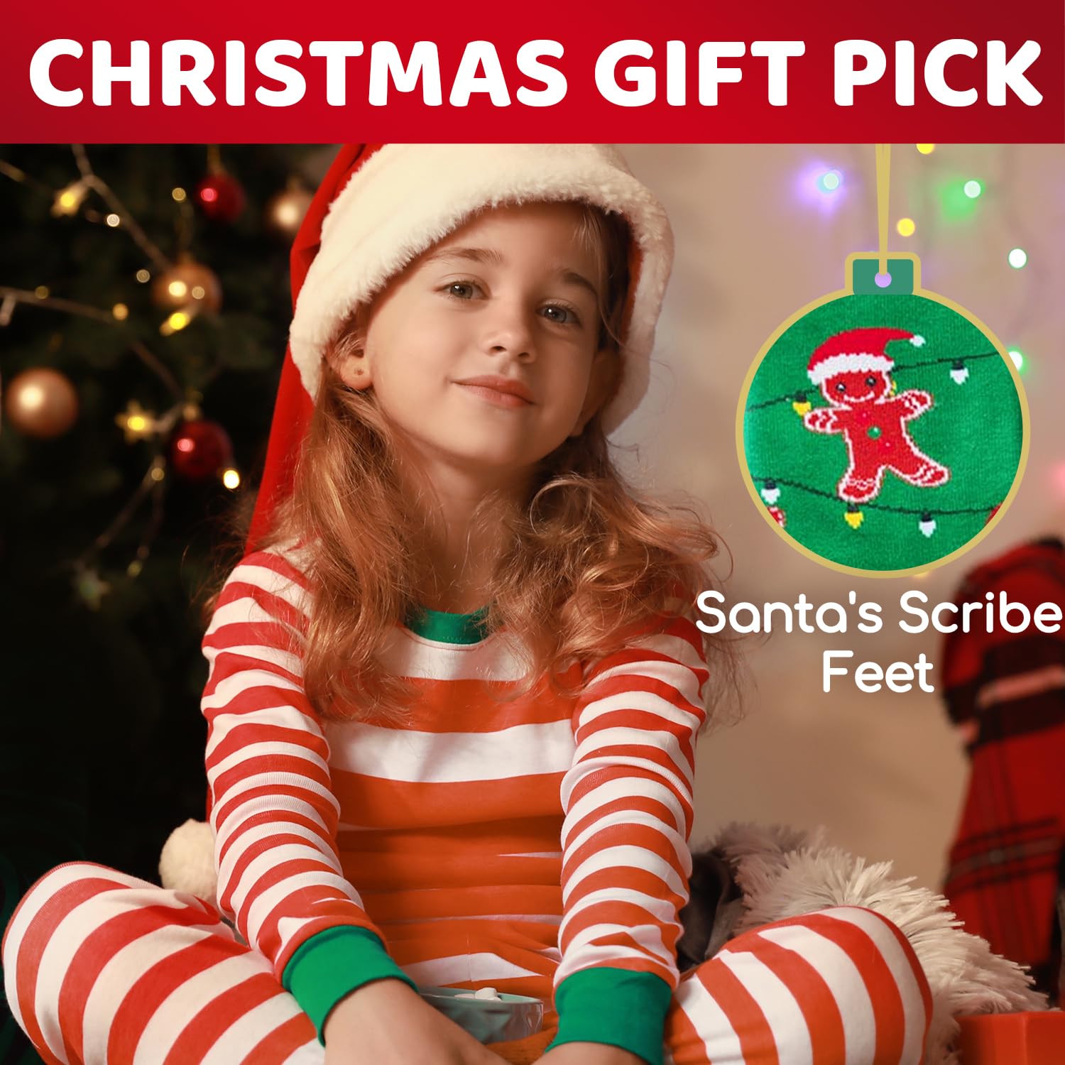 Zmart Christmas Stocking Socks for Boys & Girls - Festive Knee-High Elf Socks for Kids | Holiday Gift, Christmas Party & Family Gathering Outfit