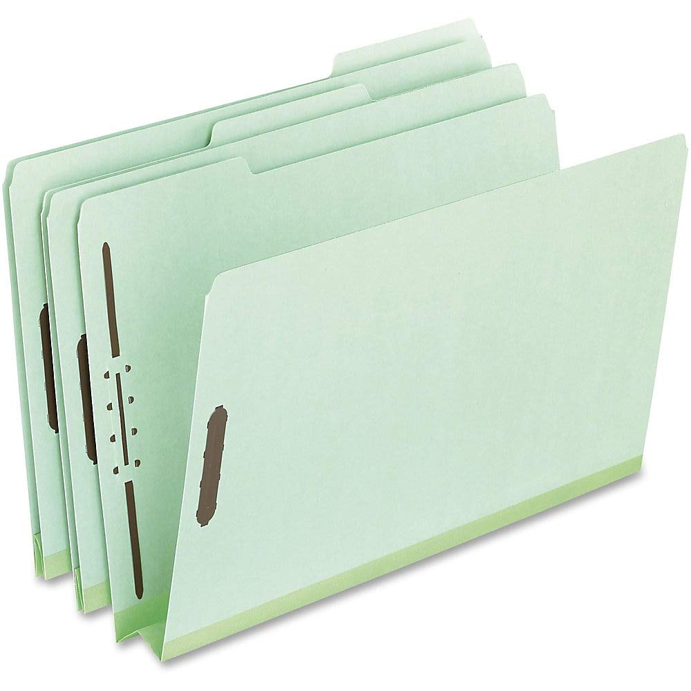 Pendaflex Pressboard Fastener Folders - Letter Size, Light Green, 2