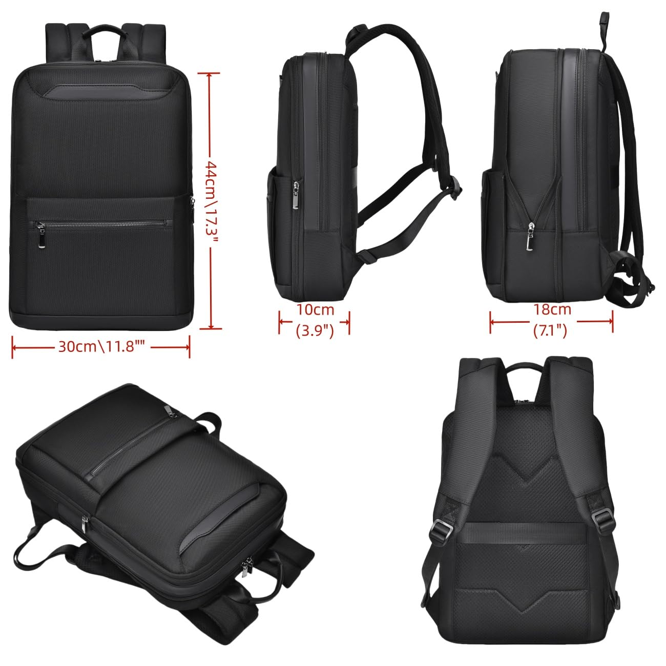 Slim Expandable Laptop Backpack for Men - 15.6 Inch Flatpack Travel & College Backpack (Black) - Perfect for Business Trips, Commuting & Campus Use