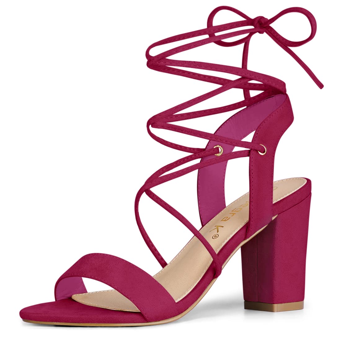 Allegra K Women's Block Heel Lace-Up Sandals - Comfortable High Heels for Weddings, Parties & Evening Events
