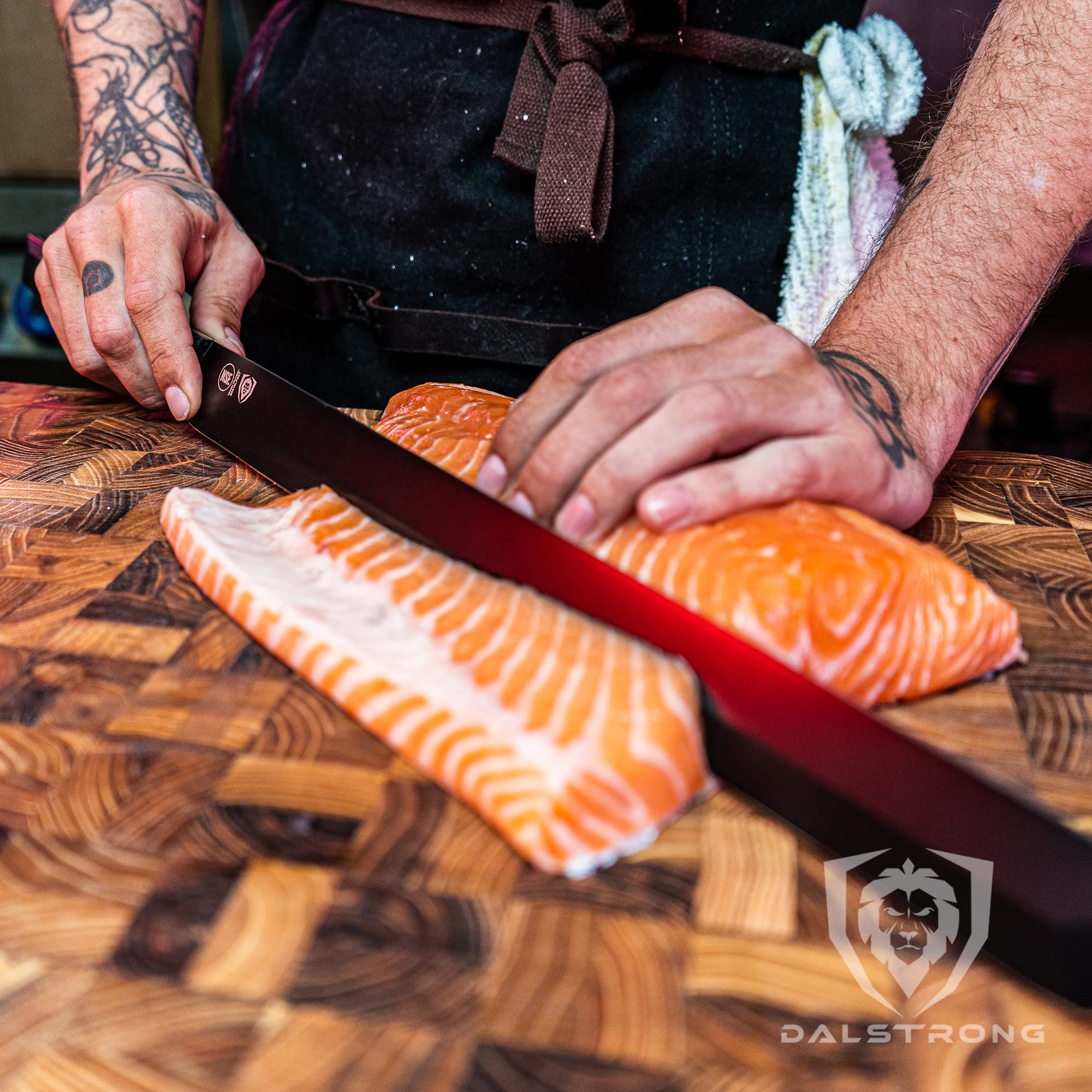 Dalstrong 17-inch Tuna Slicing Knife - Shadow Black Series with Black Titanium Nitride Coating - High Carbon 7CR17MOV-X Vacuum Treated Steel - Professional Meat & Fish Fillet Knife - NSF Certified Kitchen Knife with Sheath - Perfect for Sushi, BBQ & Home Cooking