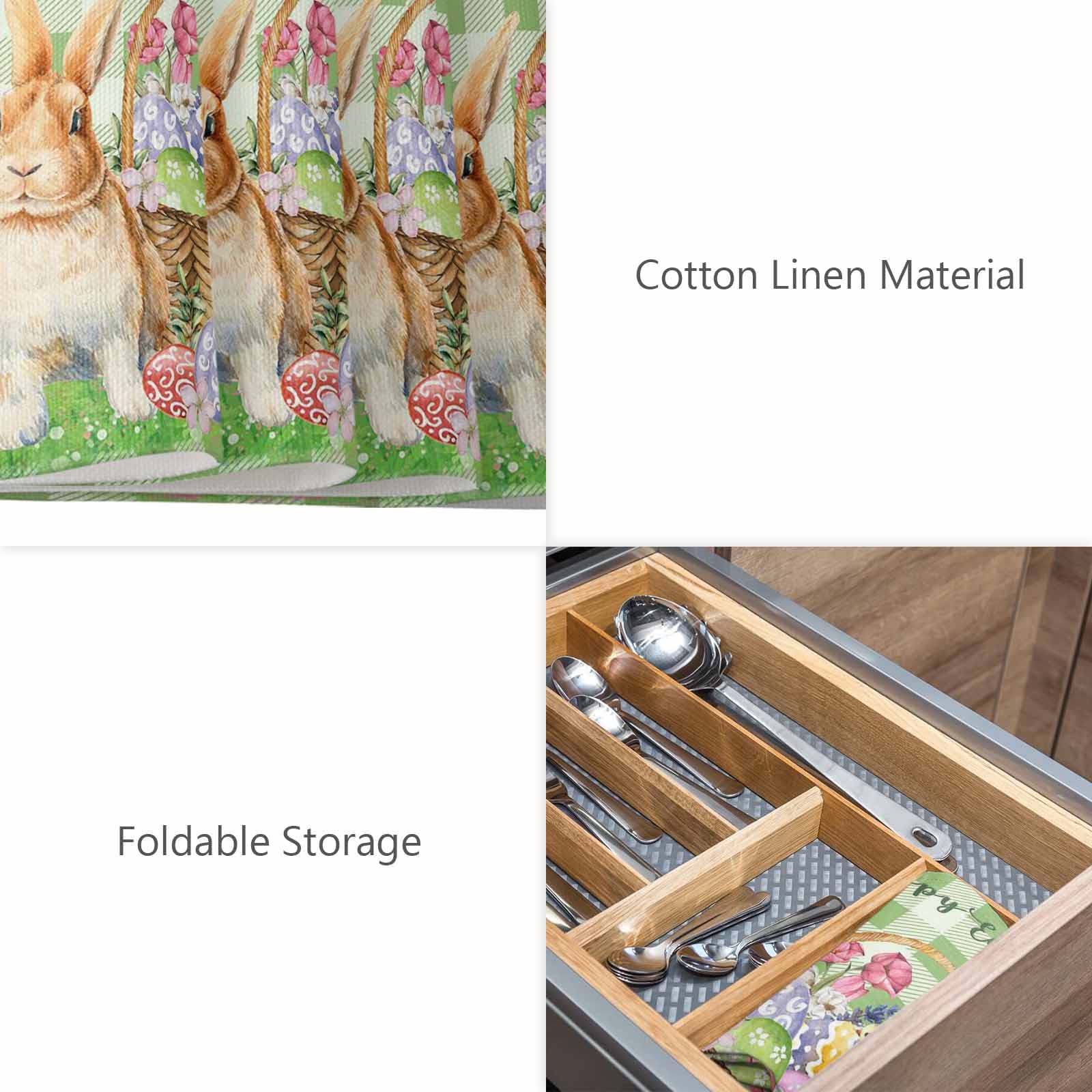 Easter Basket Placemats Set of 6 - Waterproof Buffalo Plaid Table Mats for Dining & Kitchen - Bunny Egg Floral Spring Decor - Wipeable Easter Table Decorations for Holiday Parties & Family Gatherings